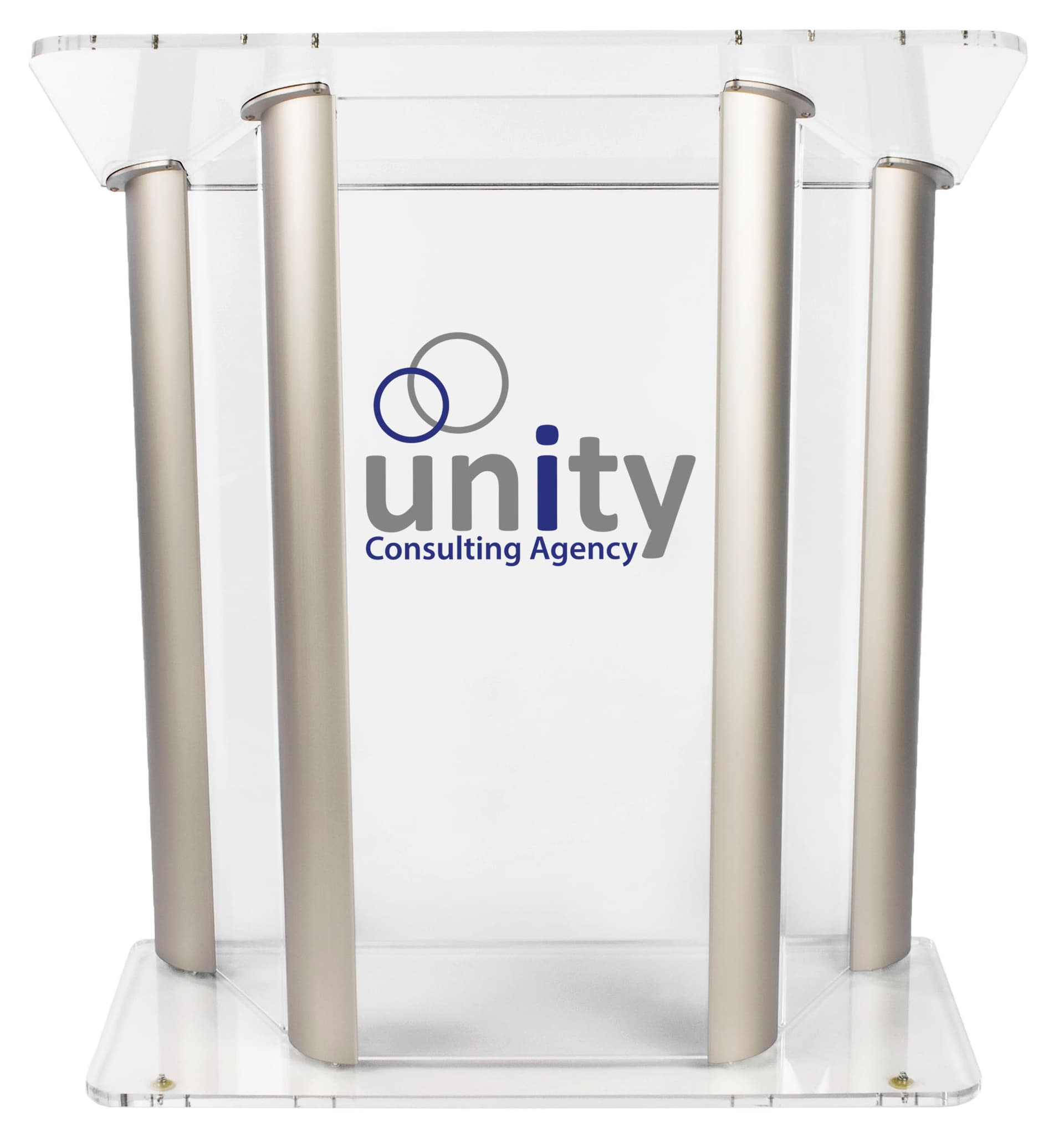 Large Lucite Lectern with 2-Color Graphic, Aluminum