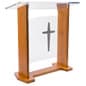 Wood & Acrylic Podium, Optional Cross & Plain Front Panel 46.5" Tall - Light Oak