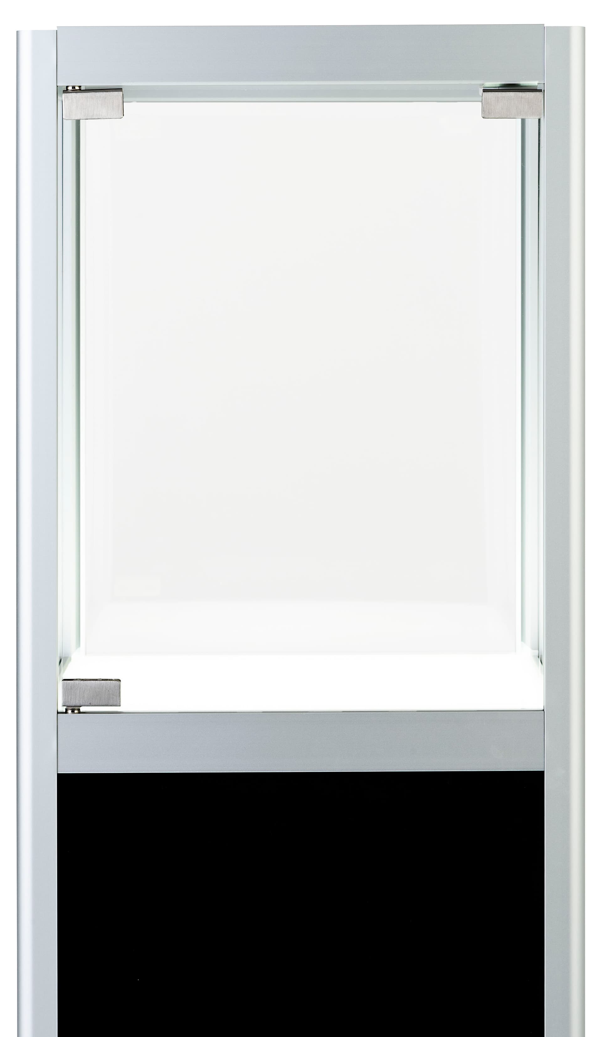 Illuminated panel display pedestal with hinged door loading style 