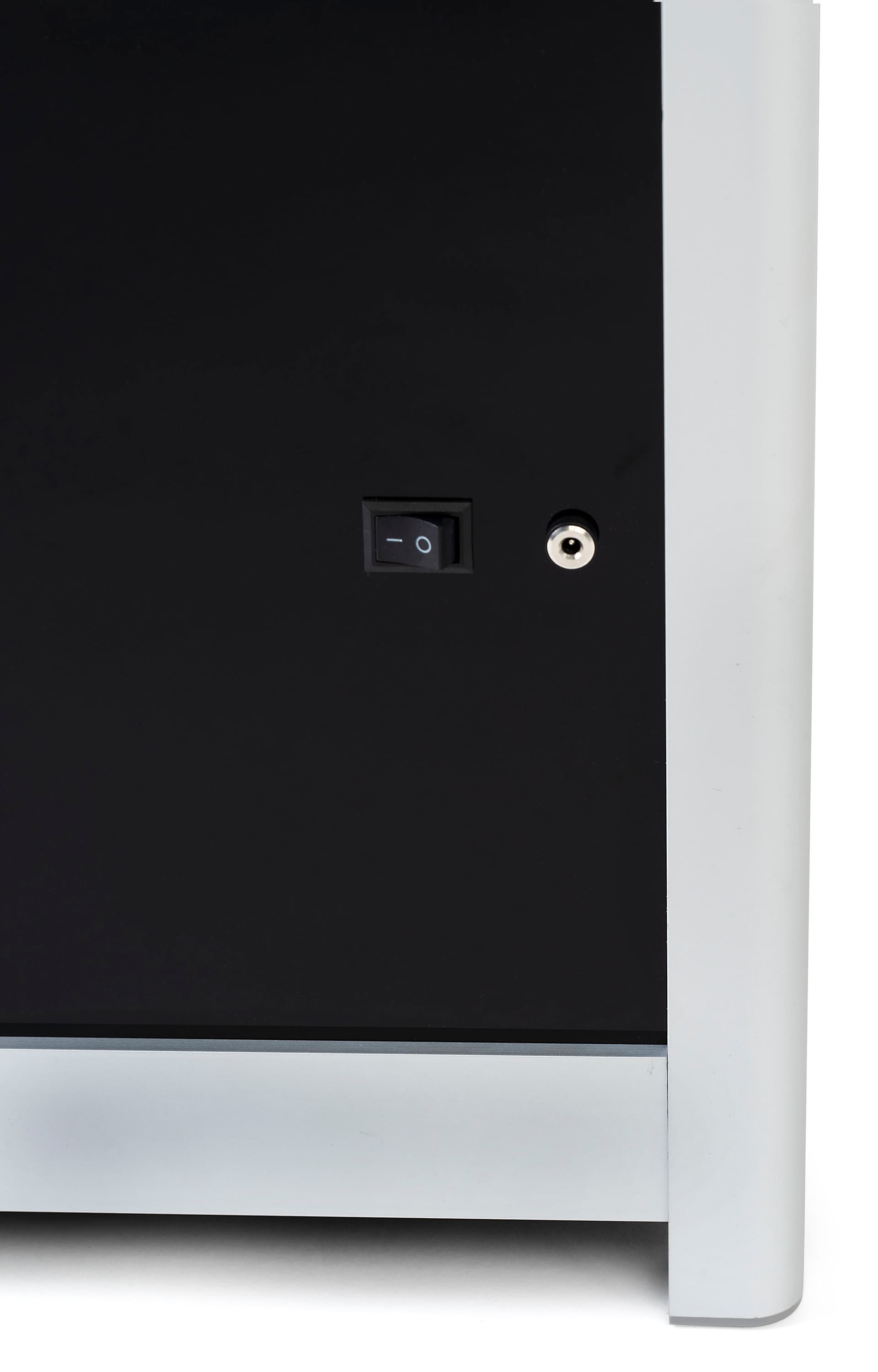 Illuminated panel display pedestal with back power cord exit 