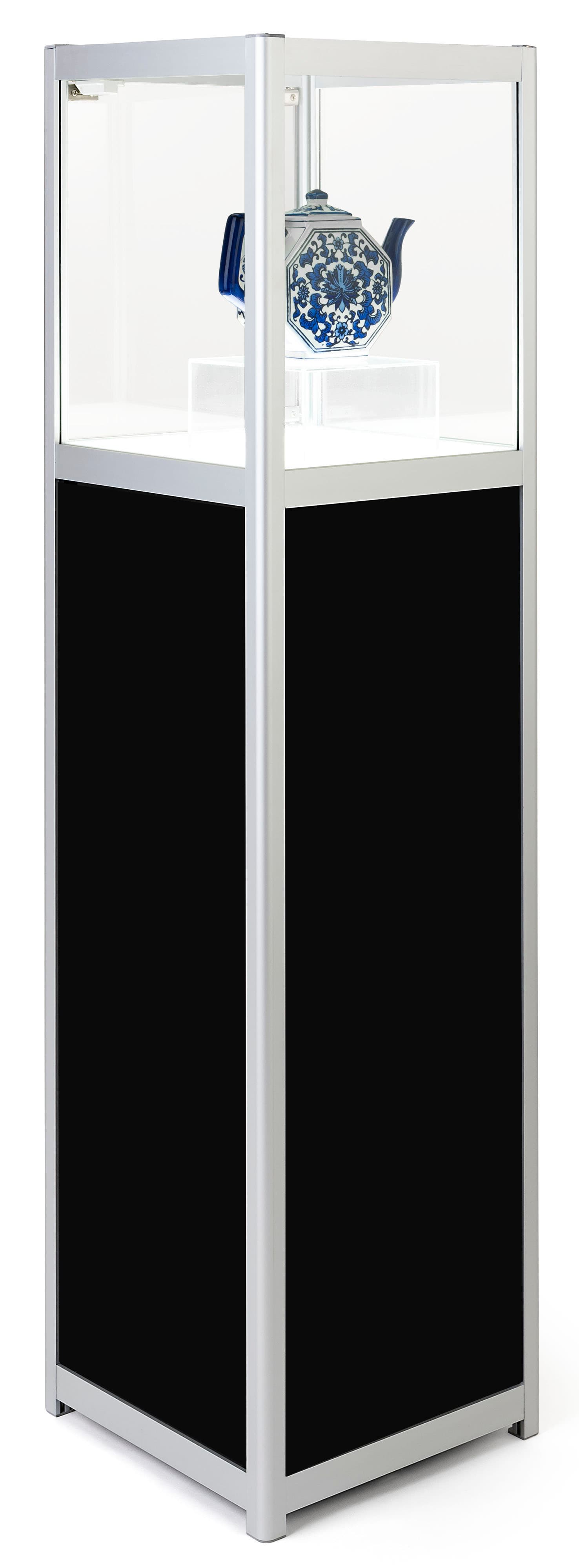 63 inch tall illuminated panel display pedestal with interior LED lighting 