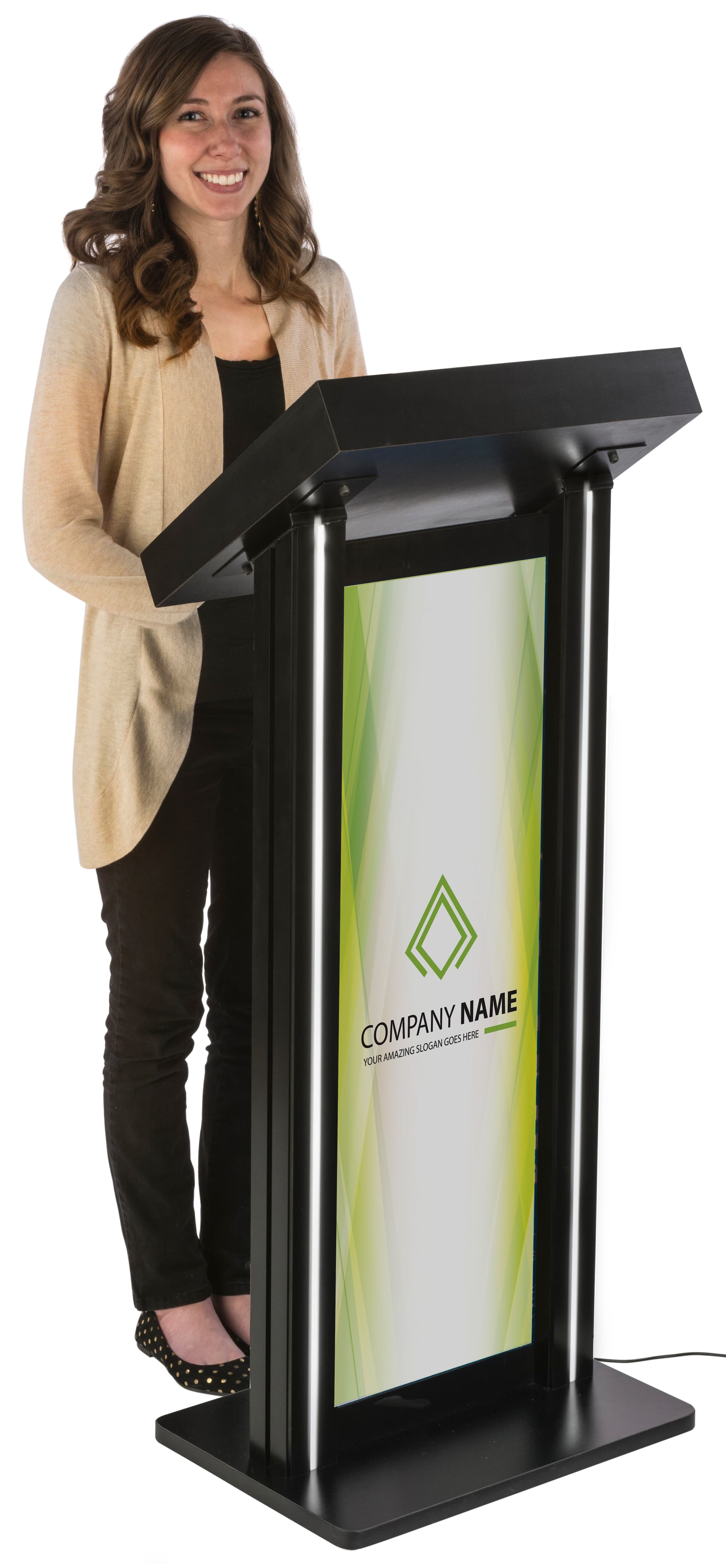 LED Podium with Graphic, Weighs 32 lbs
