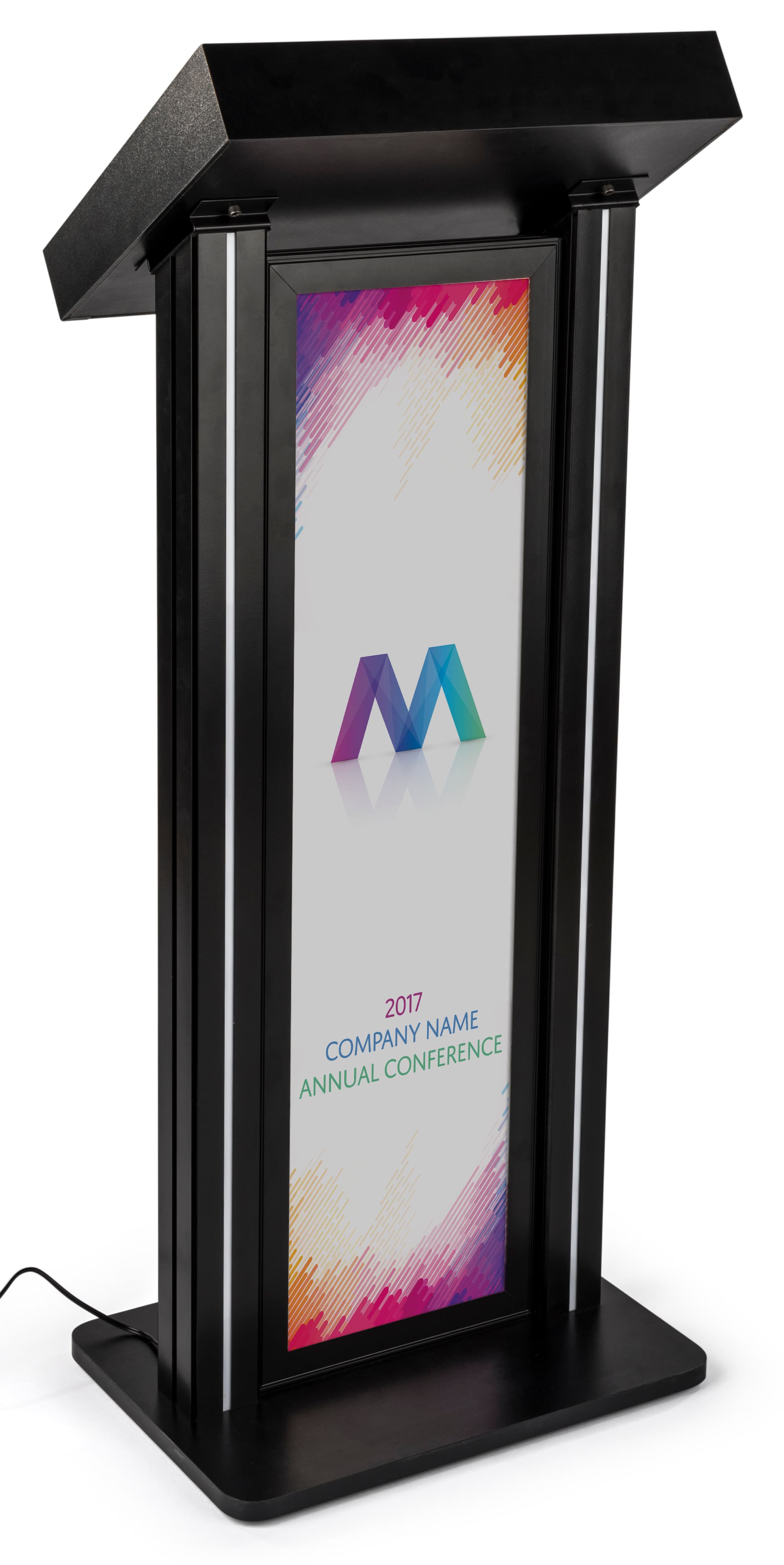 LED Podium with Graphic, Strip Lights