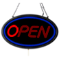 OPEN Animated LED Sign with Chains, Oval - Blue & Red