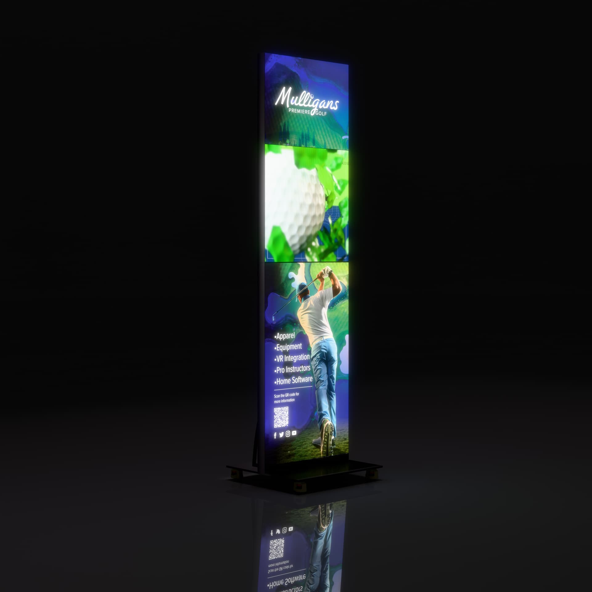Digital advertising display with impactful full color illuminated graphics