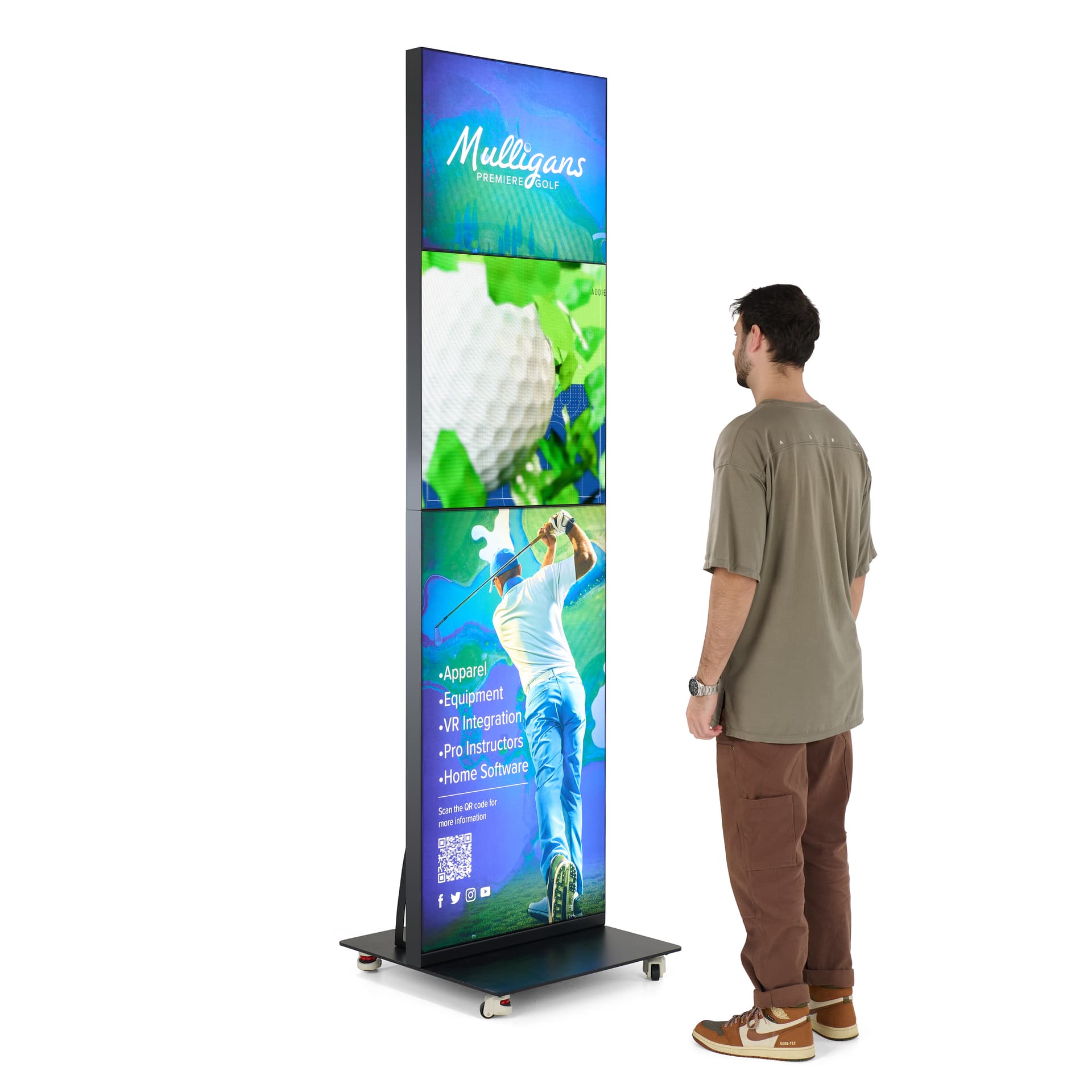 Digital advertising display stands 90 inches tall for optimal visibility 