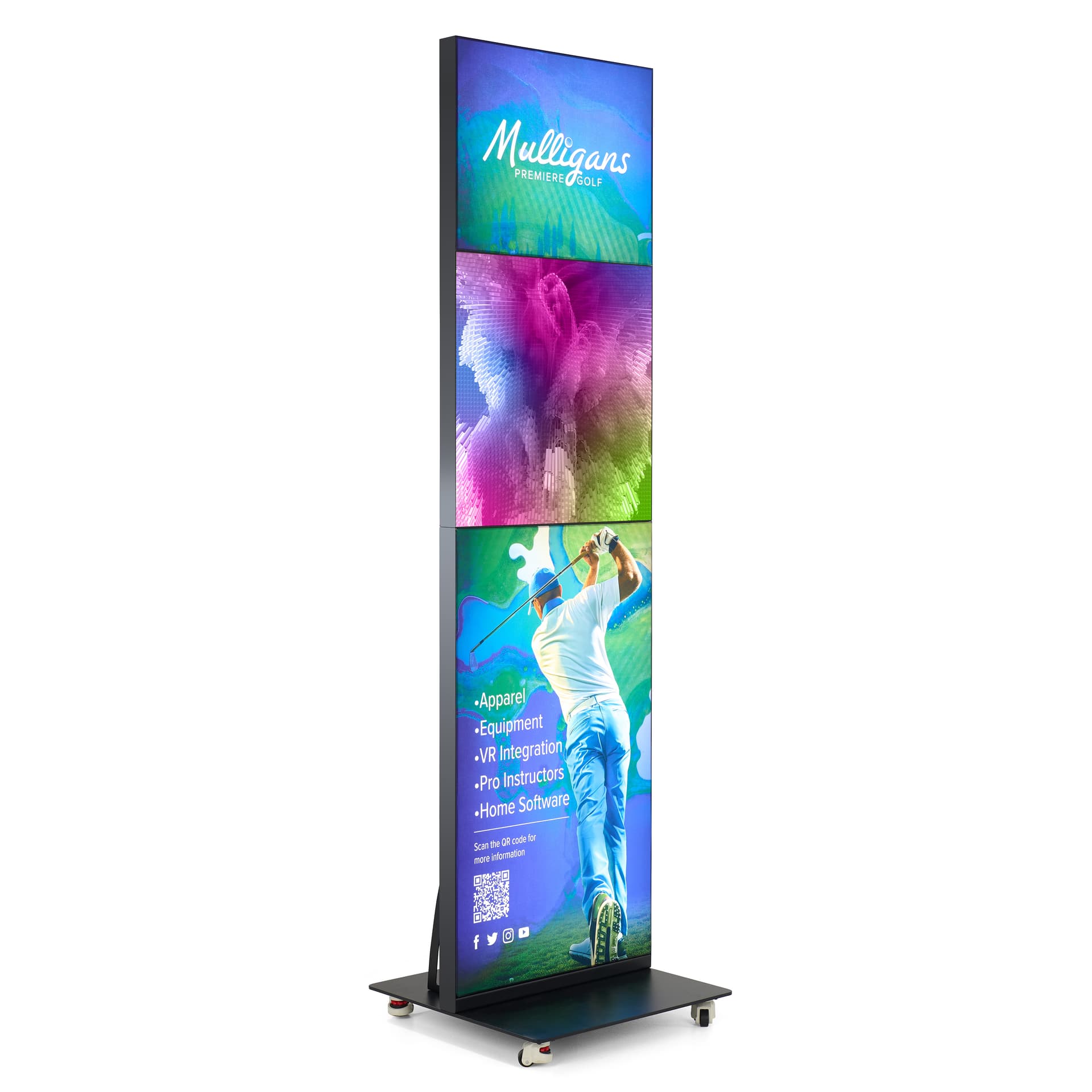 Digital advertising display with full color custom printed graphics