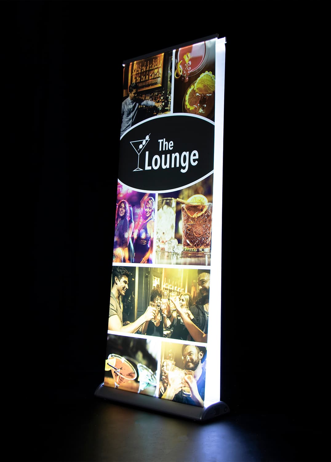 Backlit banner stand with durable LED aluminum base 