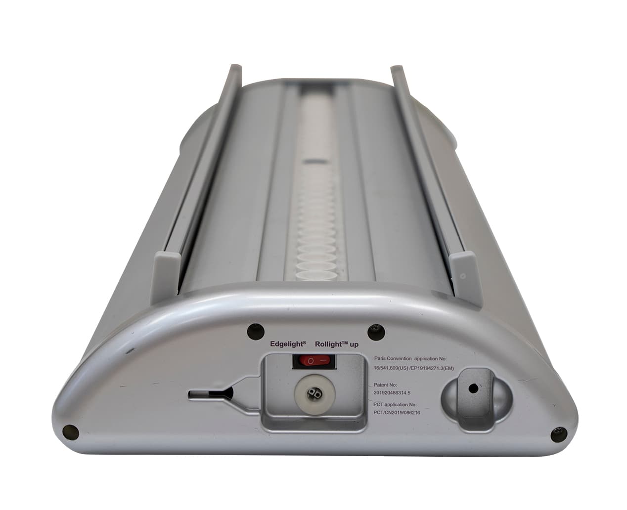 Backlit banner stand with lightweight aluminum base in silver matte finish