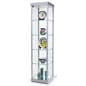 18" Glass Display Case w/4 Shelves, Locking Hinged Door, LED Top Lights - Silver