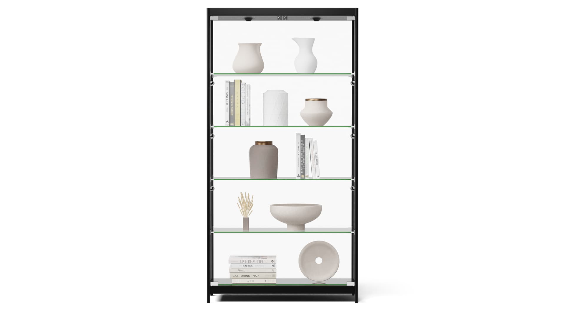 LED trophy cabinet with hinged door