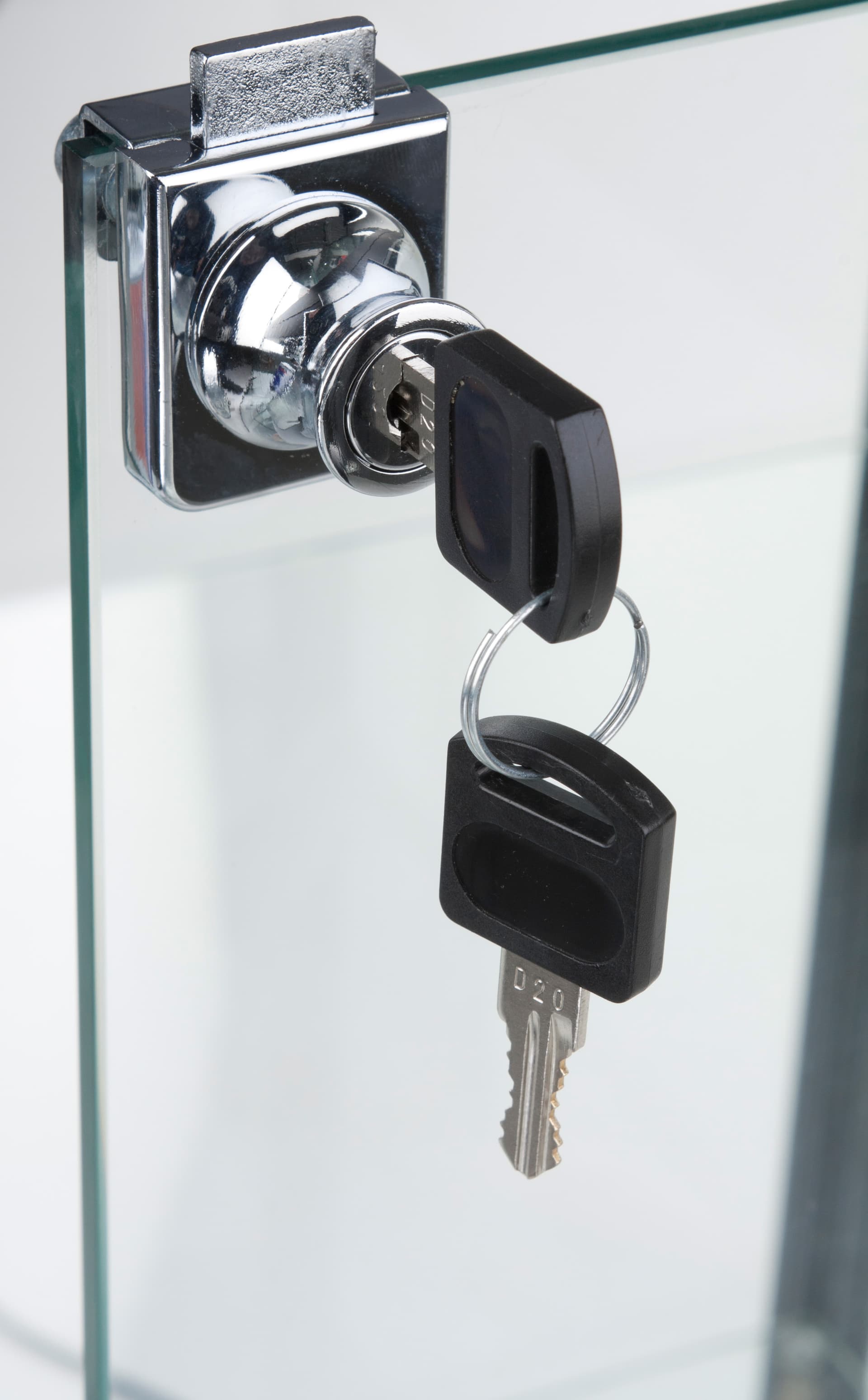 Wide LED display case with lock and keys