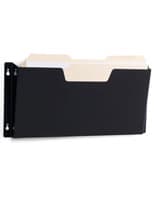 15.75”w Hanging File Holder, Single Pocket, Wall Mount, Powder Coated Steel - Black
