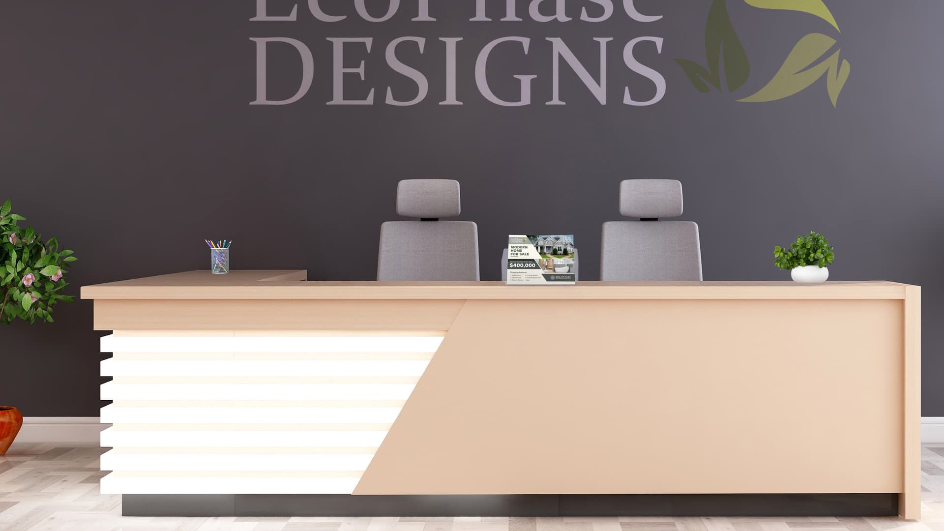 Half-height literature holder for reception areas