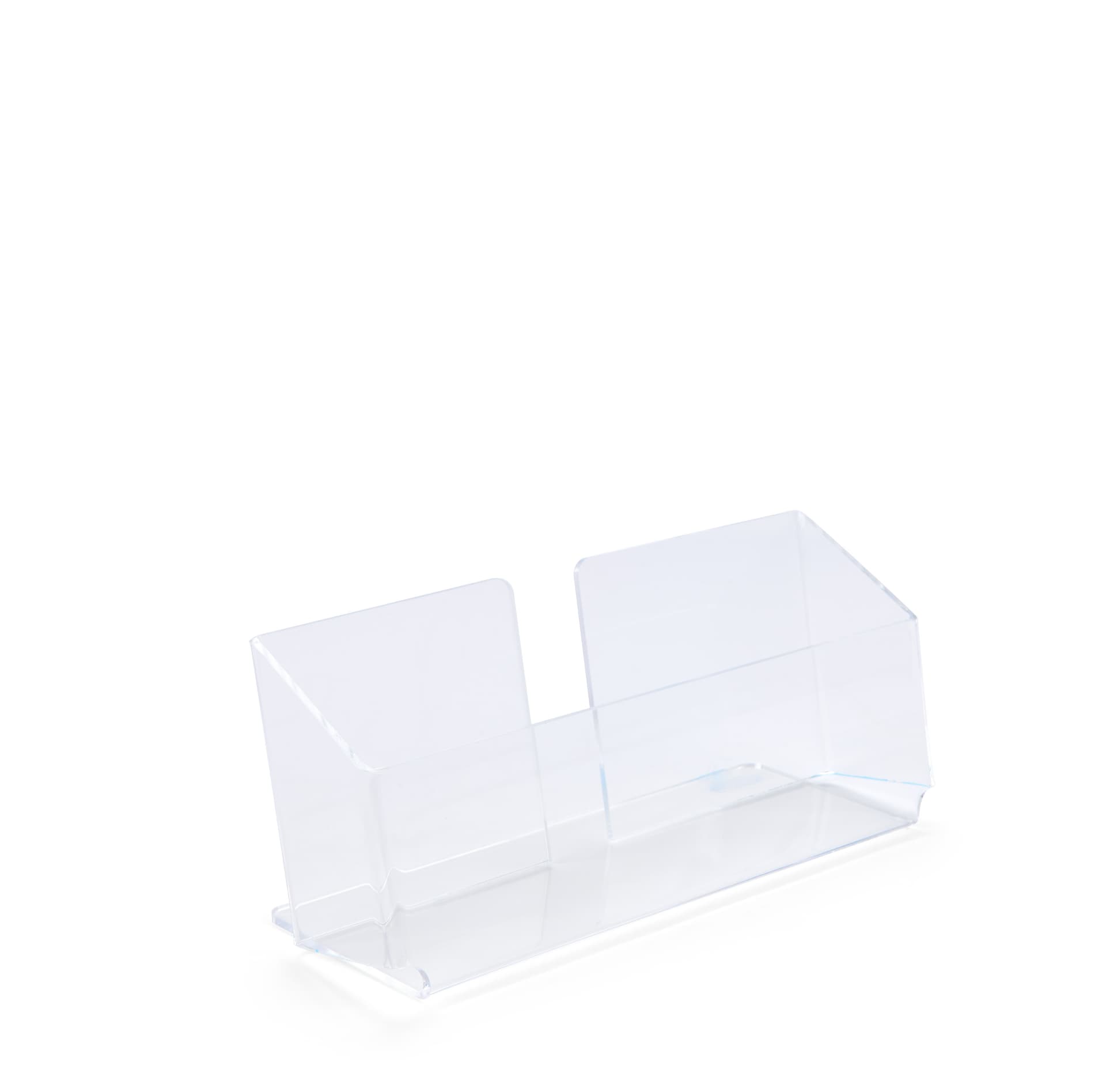 Half-height literature holder with clear transparent design