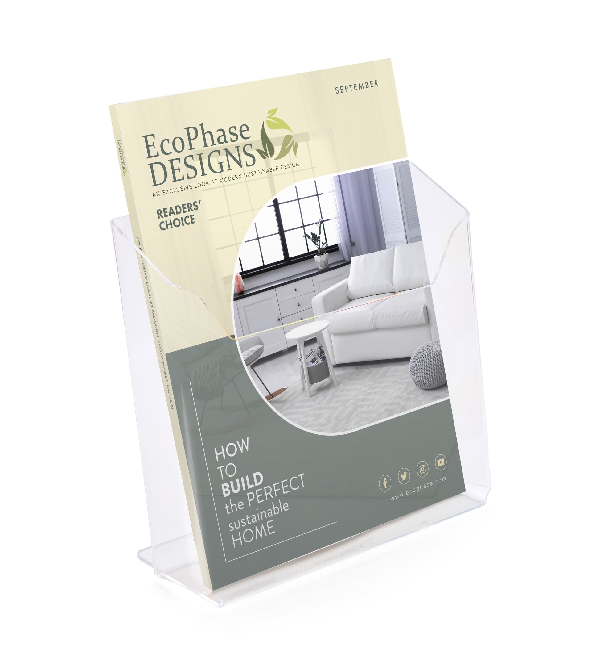 Acrylic magazine holder with single pocket design