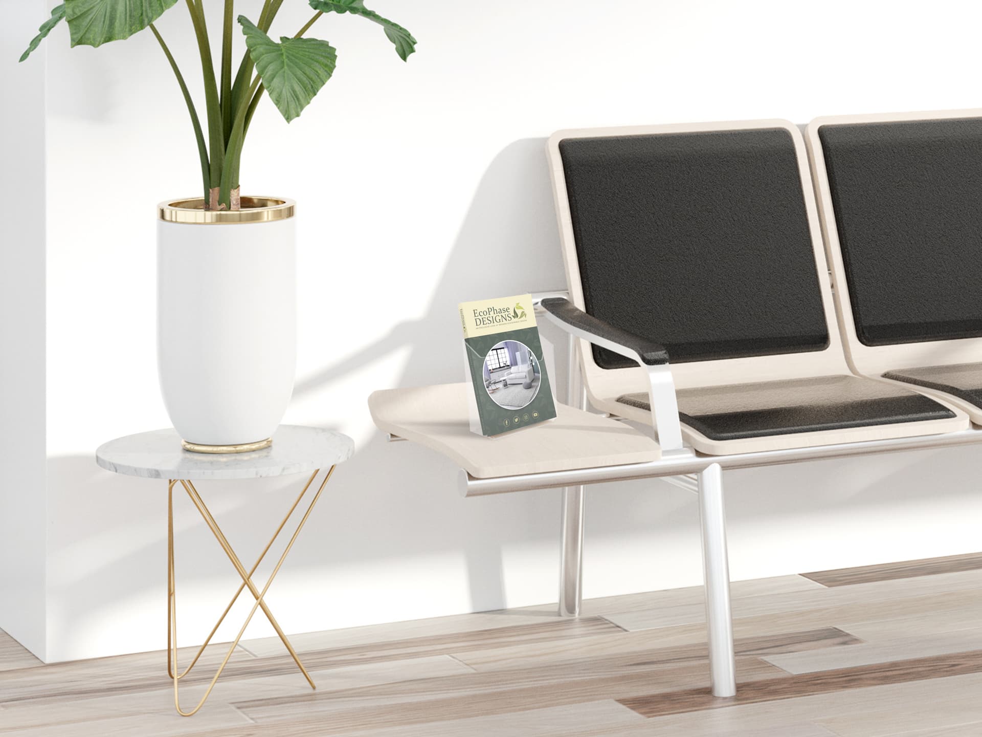 Table brochure holder with unobstructed view