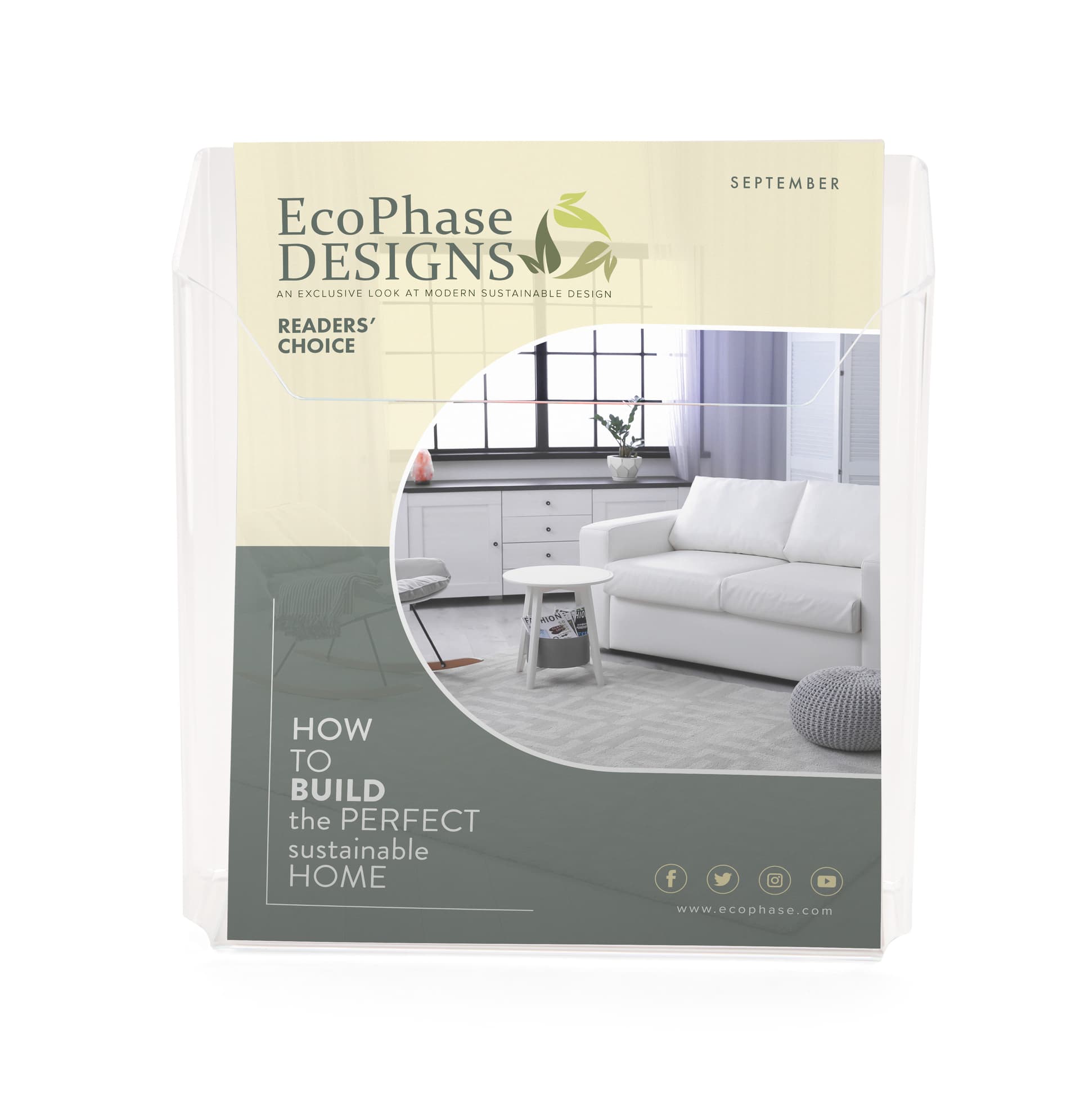 Acrylic magazine holder with eco-friendly design
