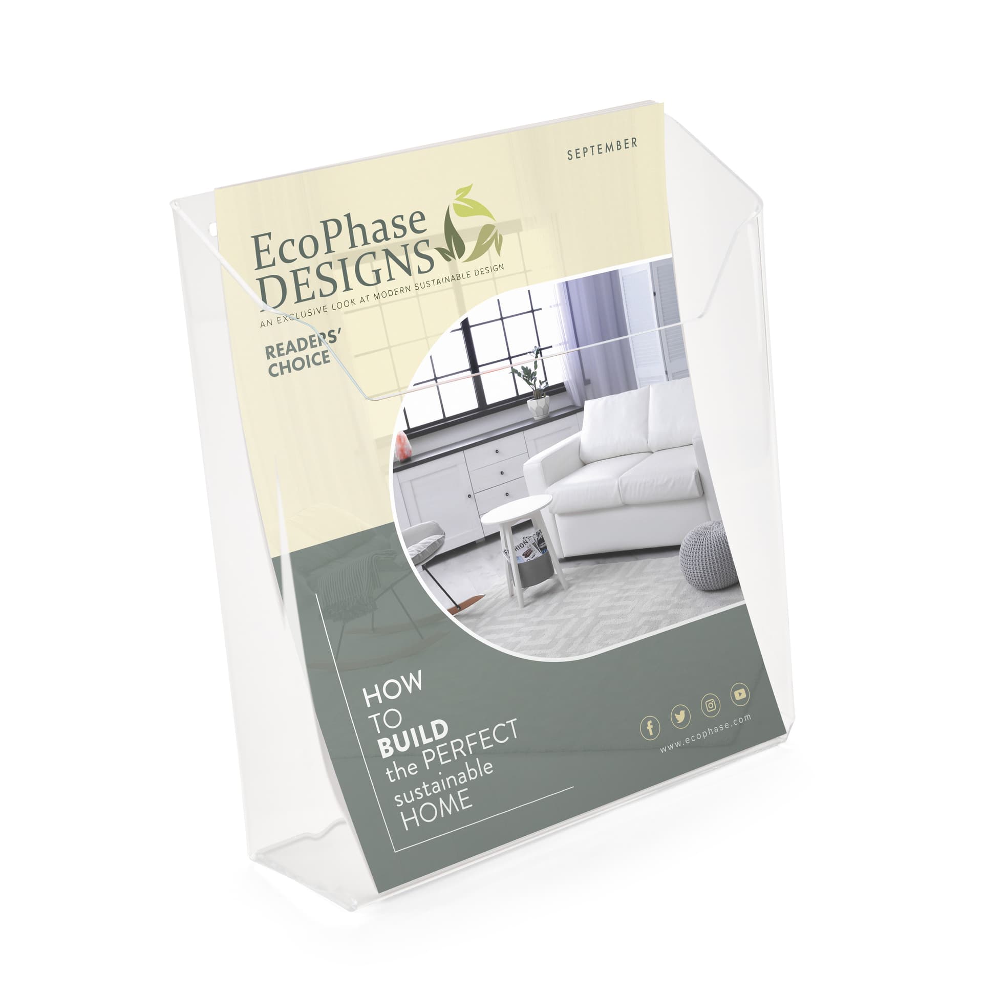 Acrylic magazine holder with single pocket design