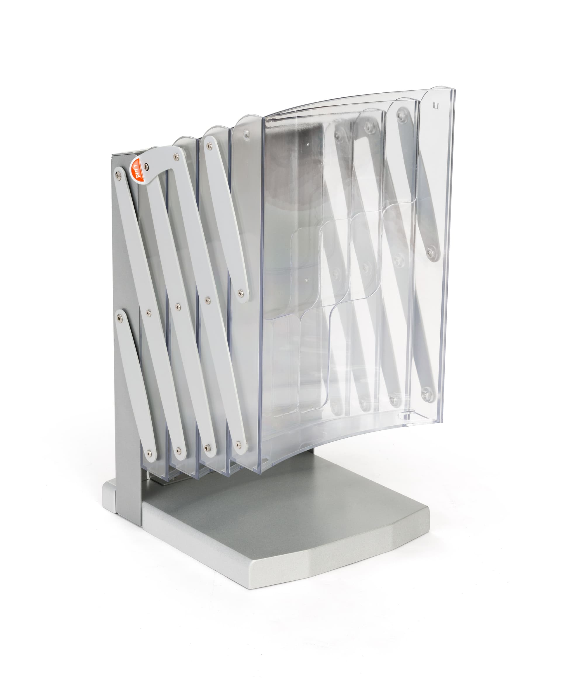 Zig zag magazine stand that collapses for transport