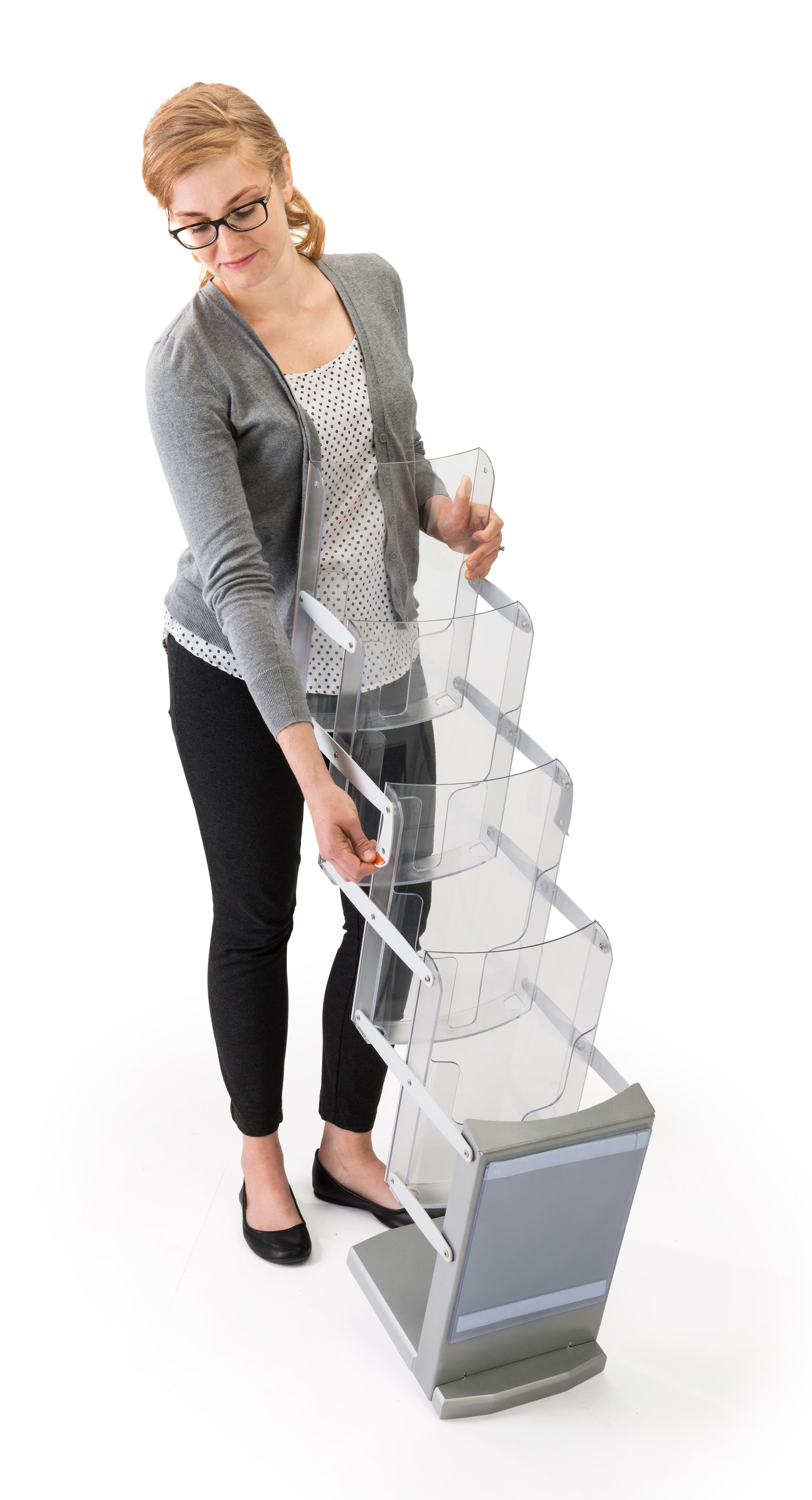 Zig zag magazine stand with 8 x 10 sign holder