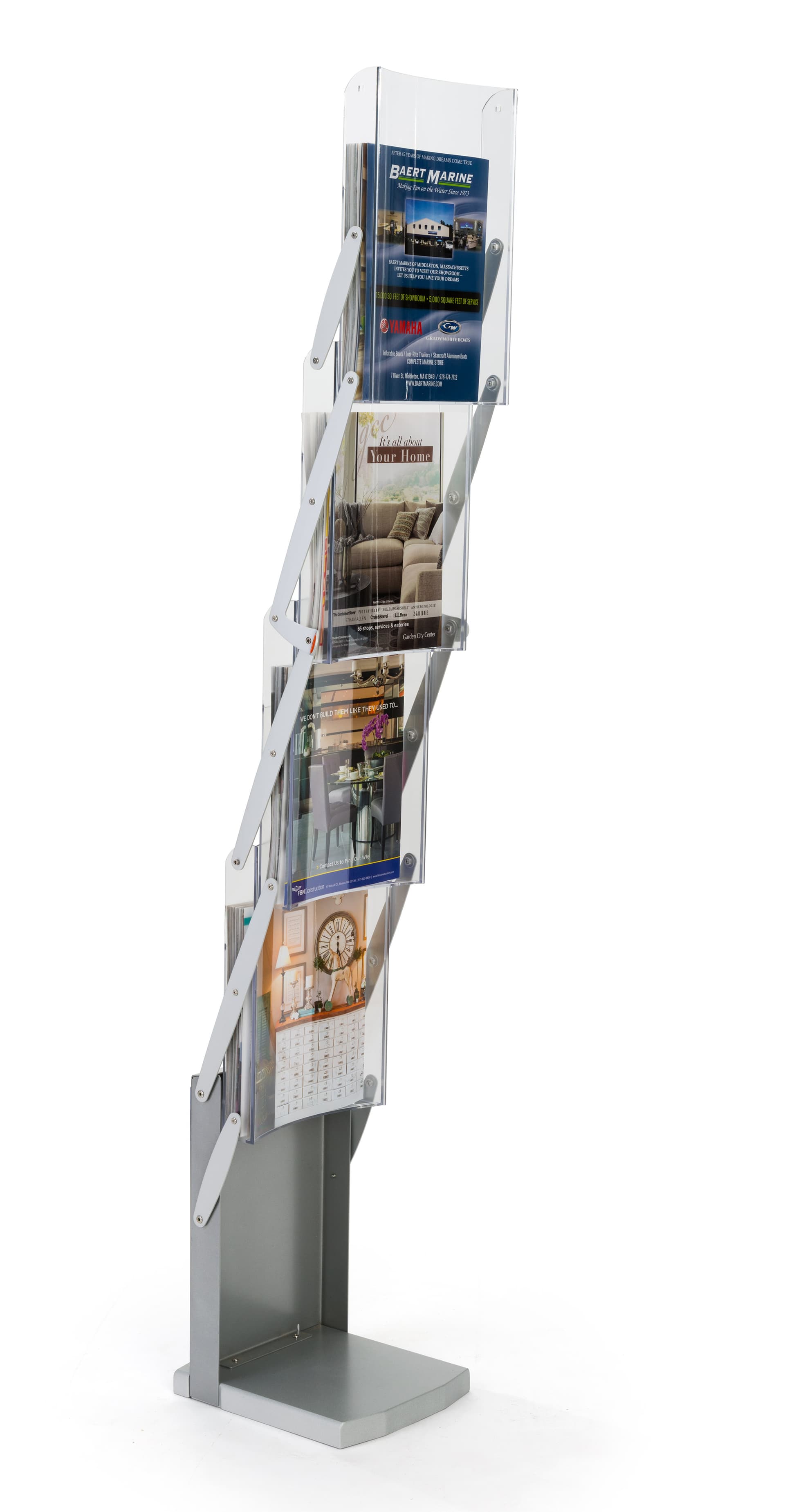 Zig zag magazine stand with 4 pockets