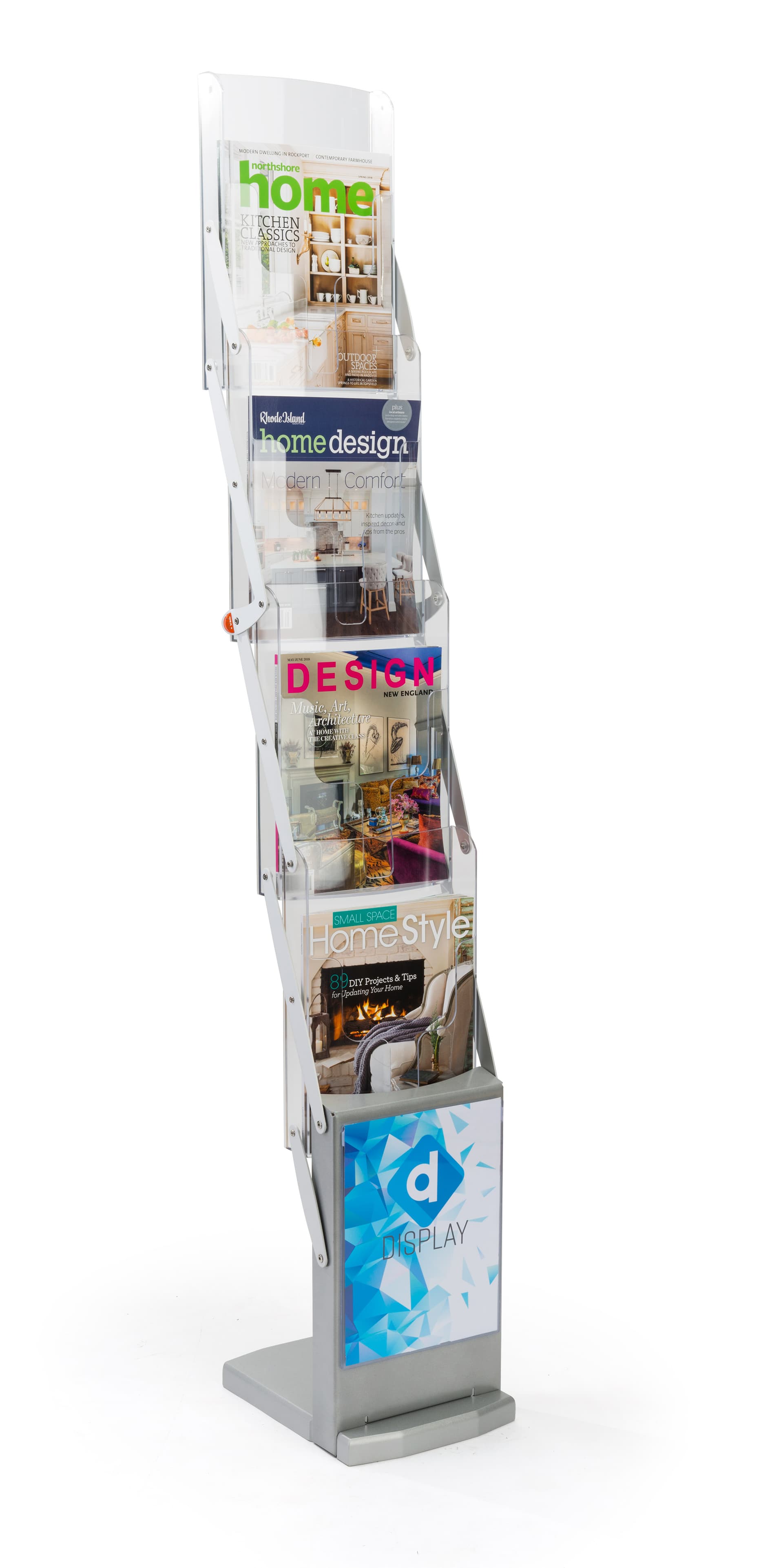 Zig zag magazine stand with collapsible design