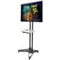 TV Stand with Adjustable Shelf, Fits 37-70" Monitors, Locking Wheels – Black