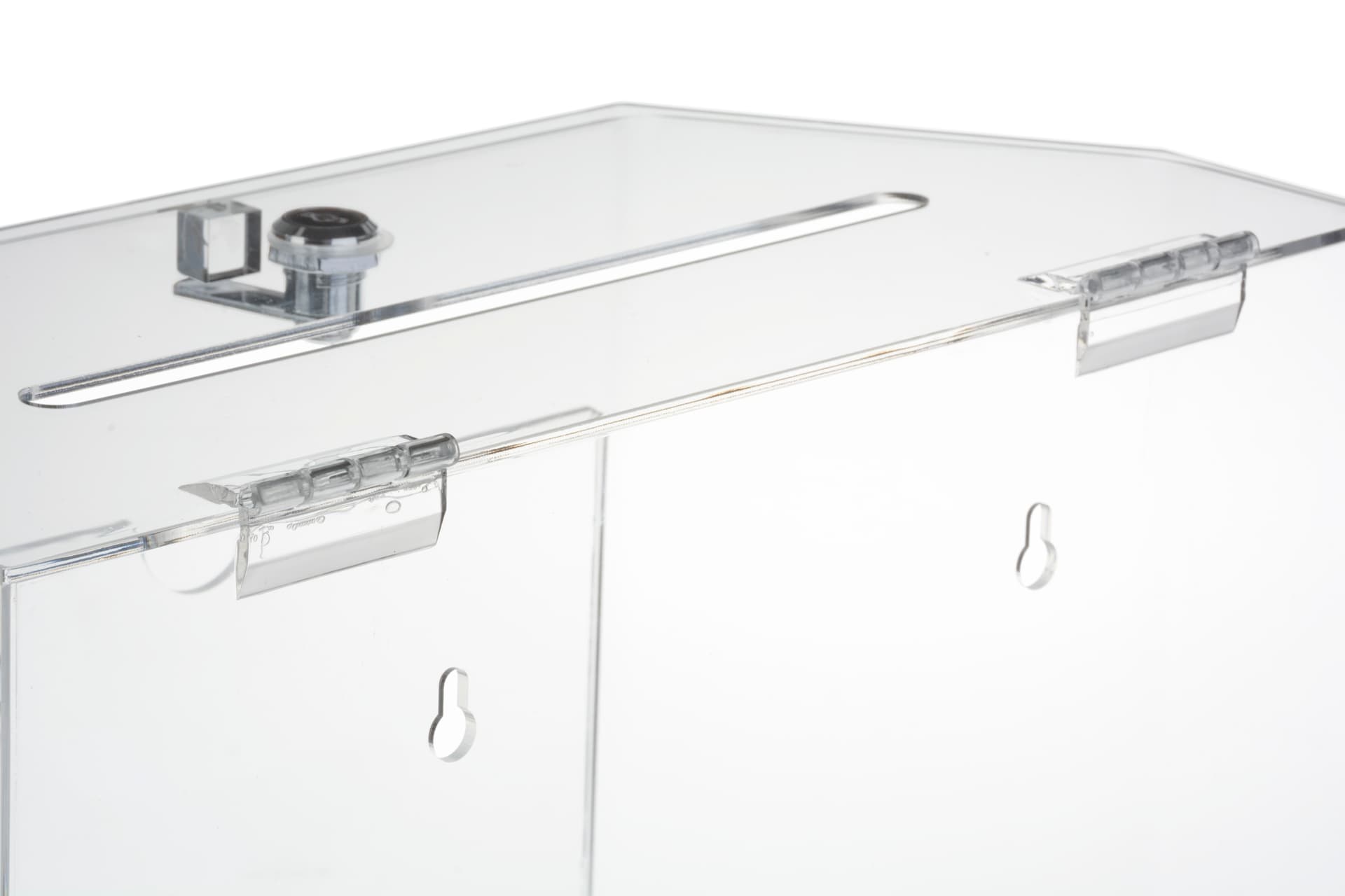 Recycled Acrylic suggestion box with transparent design