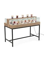 Dispensary display case with tempered glass