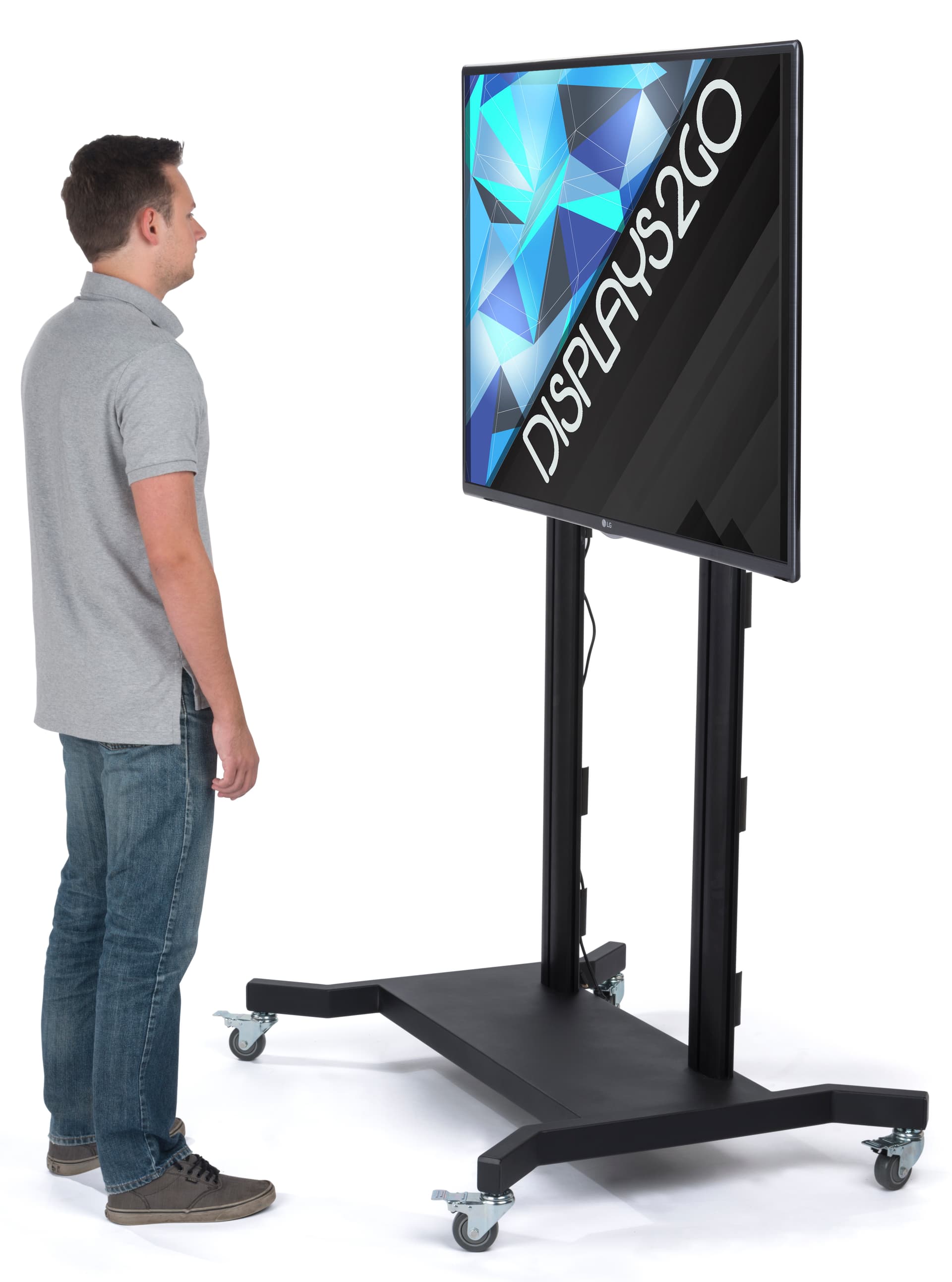 110 Inch TV Stand with Wheels, Powder Coated Finish