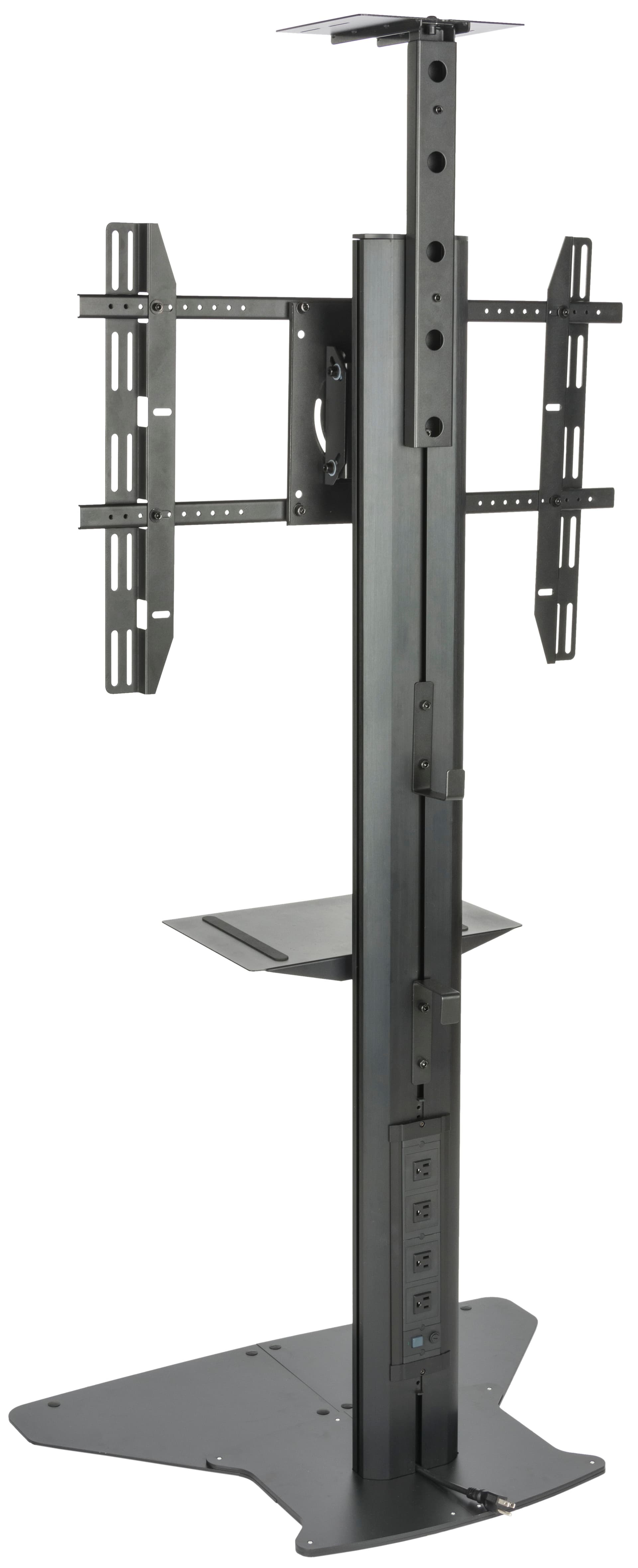 Floor Standing TV Stand With Power Supply, Black Finish