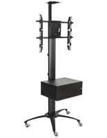 Aluminum Rolling TV Stand With Integrated Power Strip for Meeetings