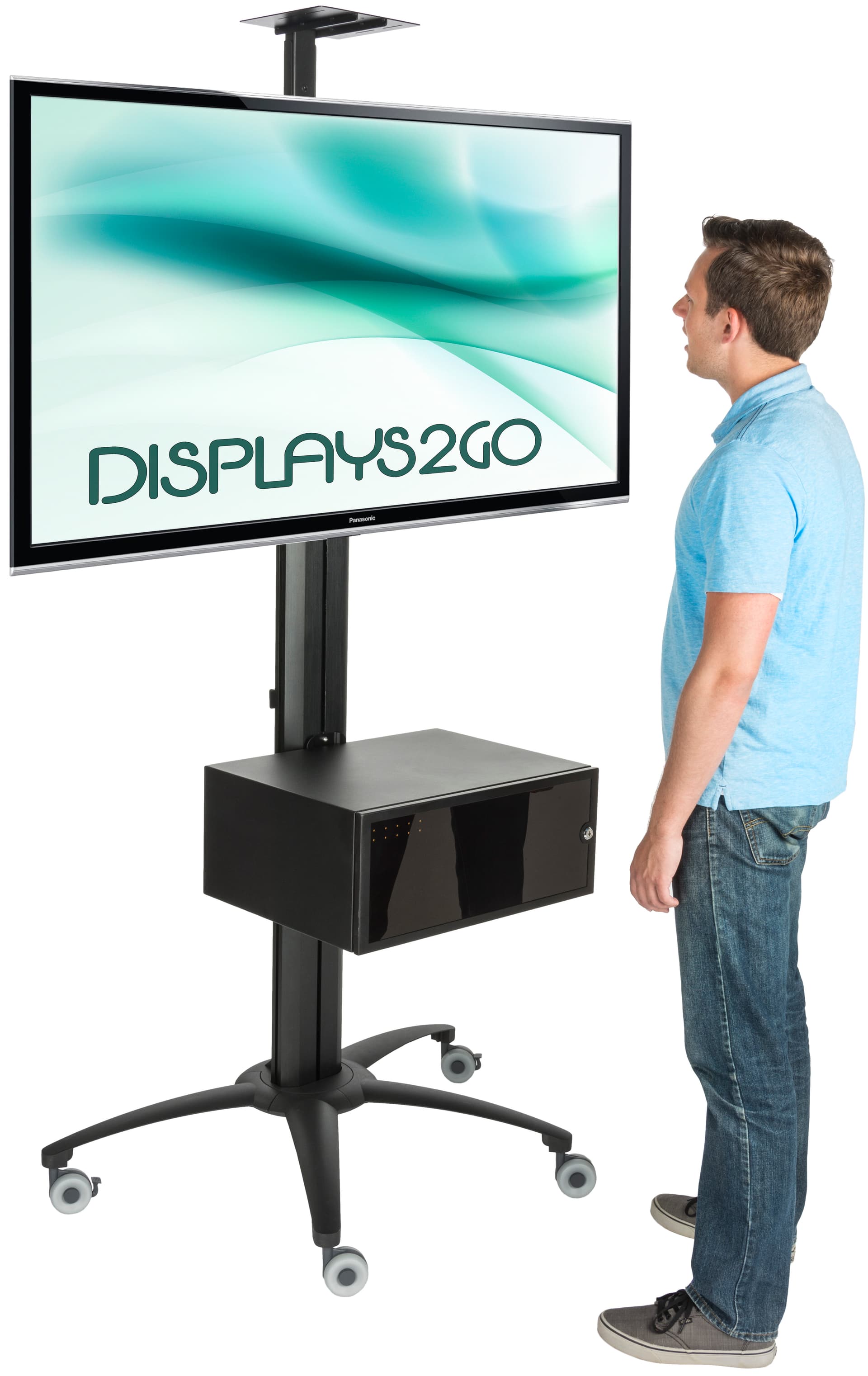 Rolling TV Stand With Integrated Power Strip for 30" - 84" Screens