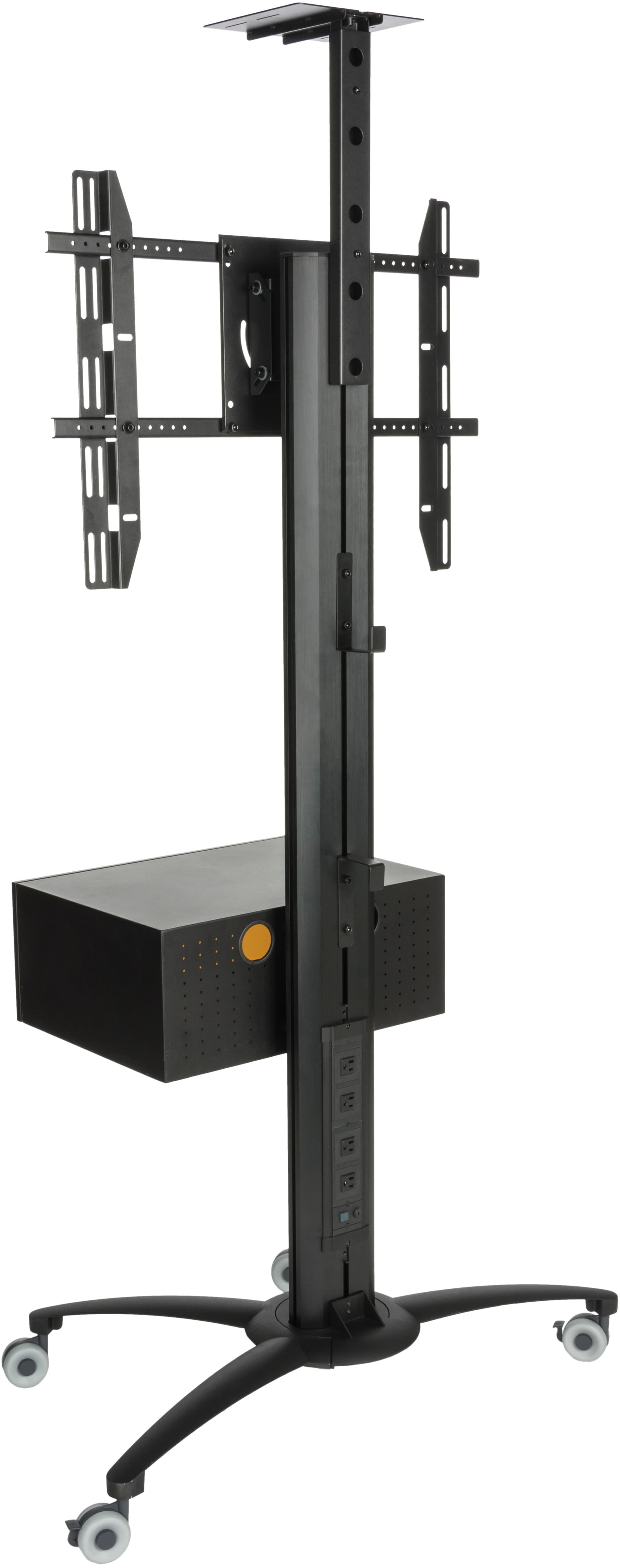 Rolling TV Stand With Integrated Power Strip, Oxidized Finish