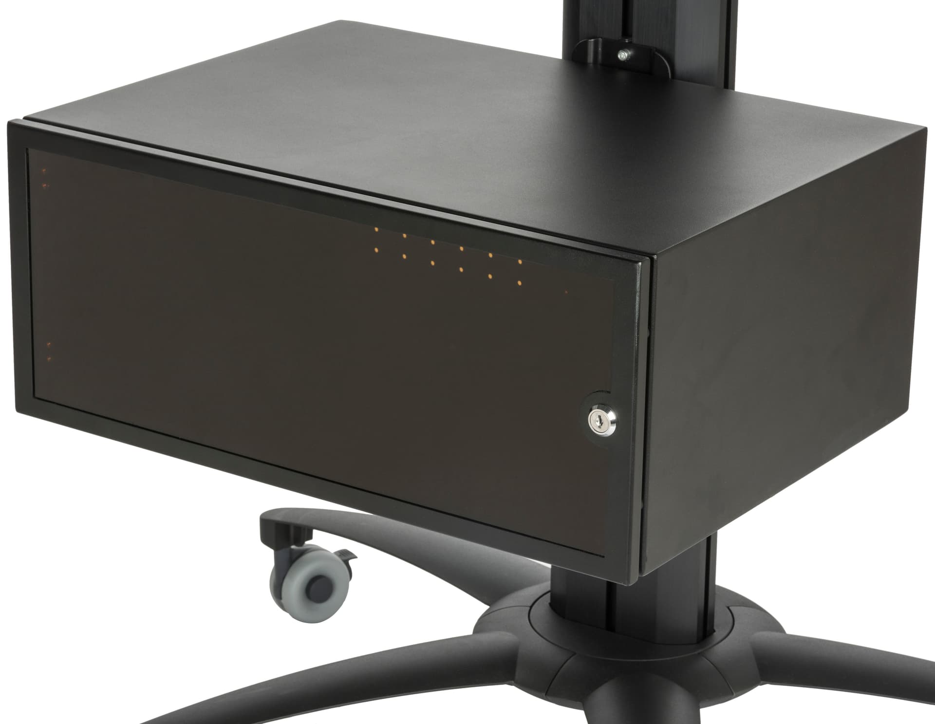 Aluminum Rolling TV Stand With Integrated Power Strip & AV Cabinet