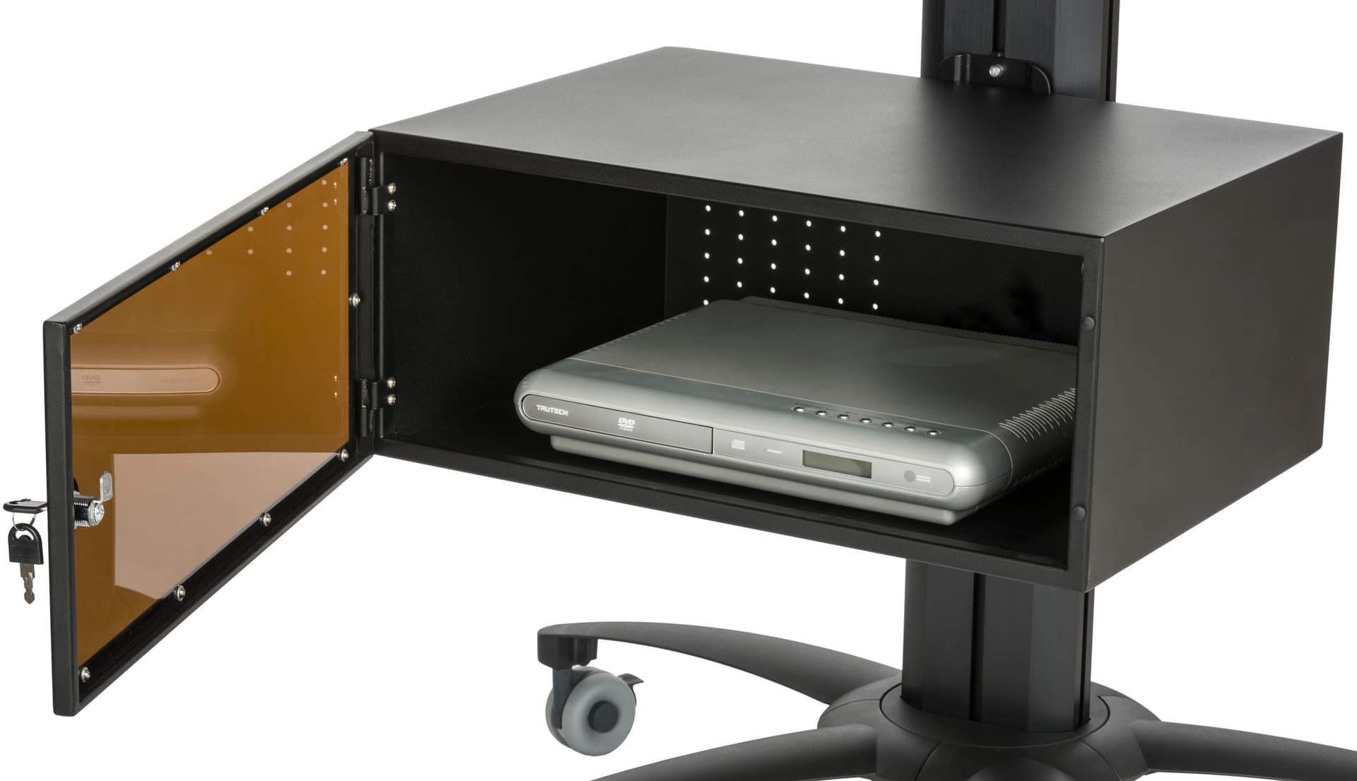 Aluminum Rolling TV Stand With Integrated Power Strip for AV Equipment