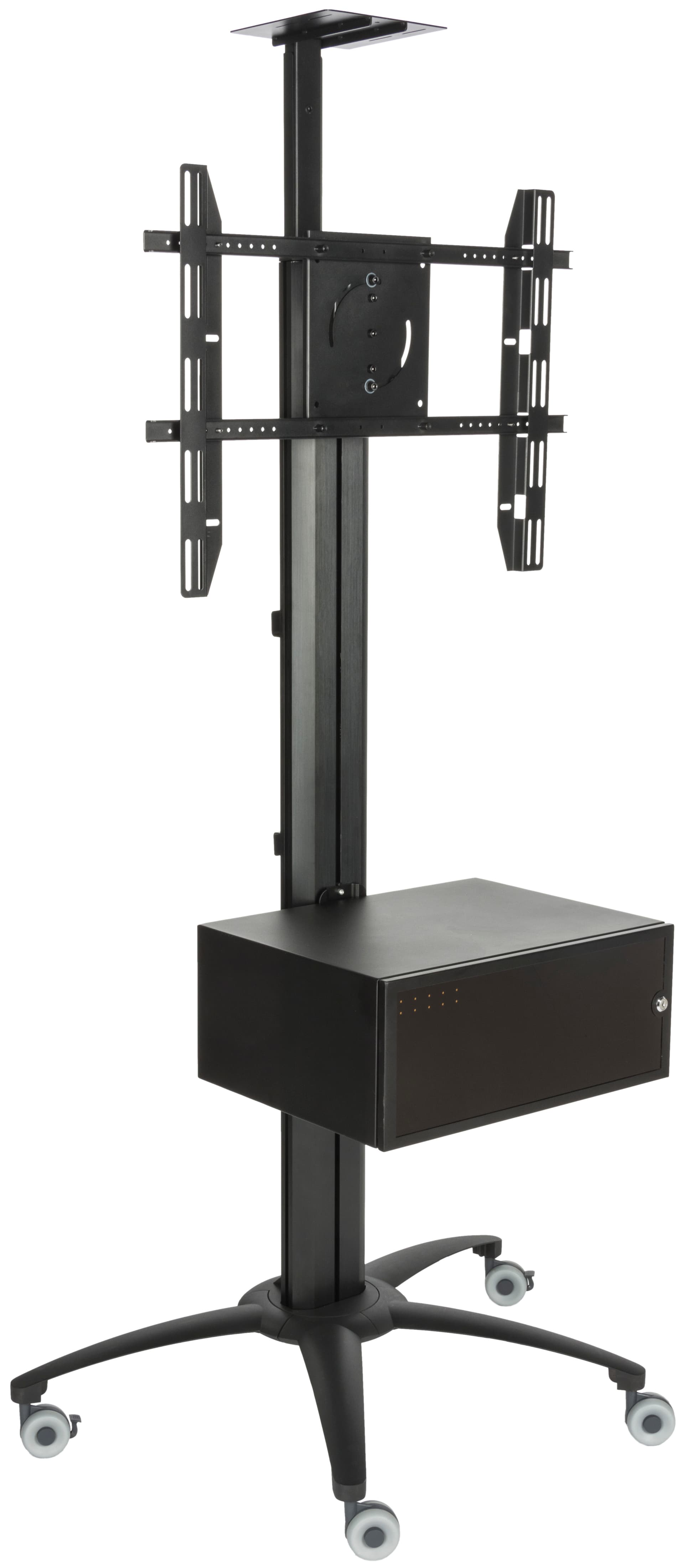 Aluminum Rolling TV Stand With Integrated Power Strip