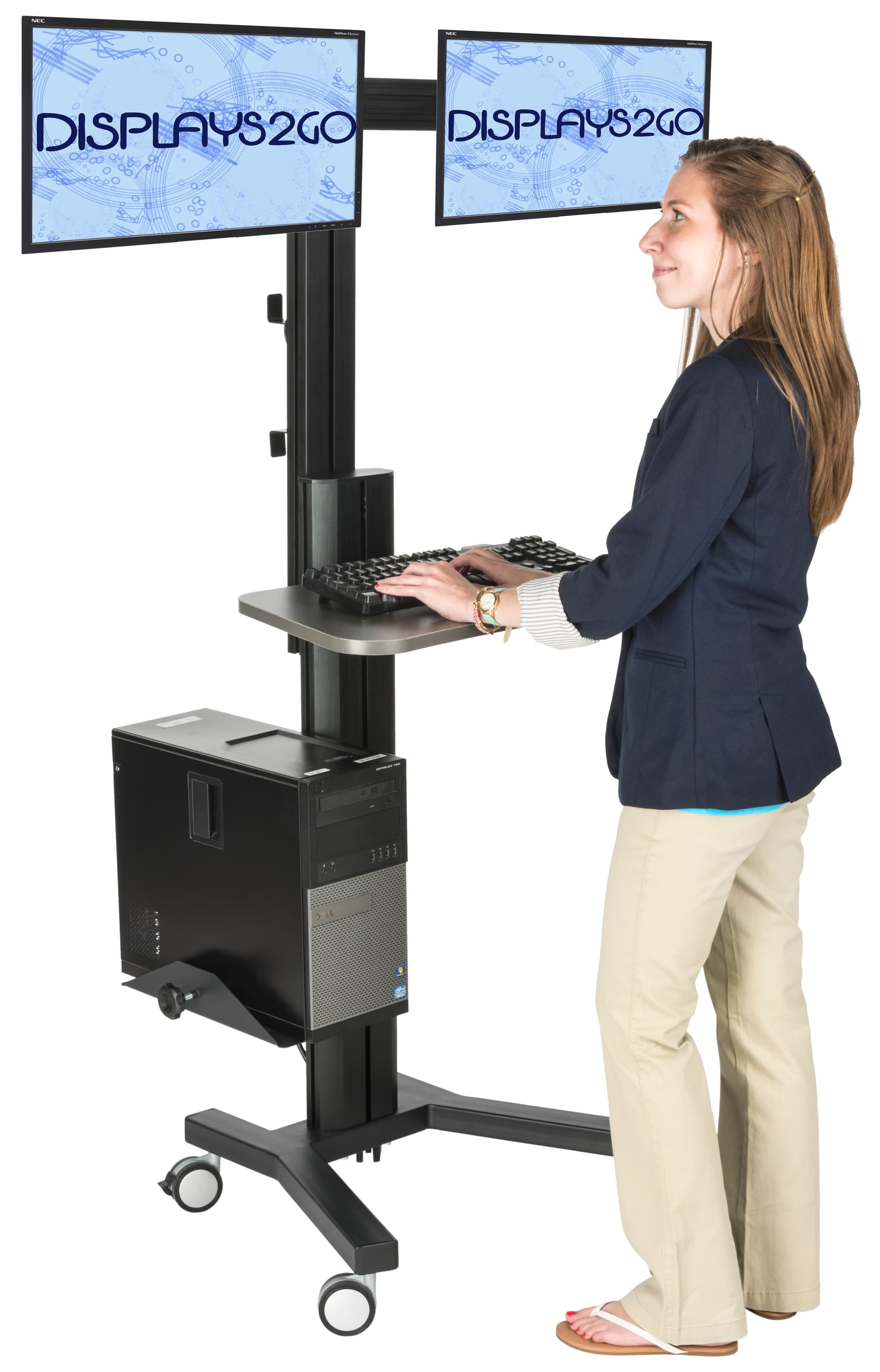 Dual Monitor Sit Stand Cart for Professional Environments