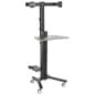 Rolling Workstation, (2) 10 - 24" Screens, Power Strip, Keyboard & CPU Holder – Black