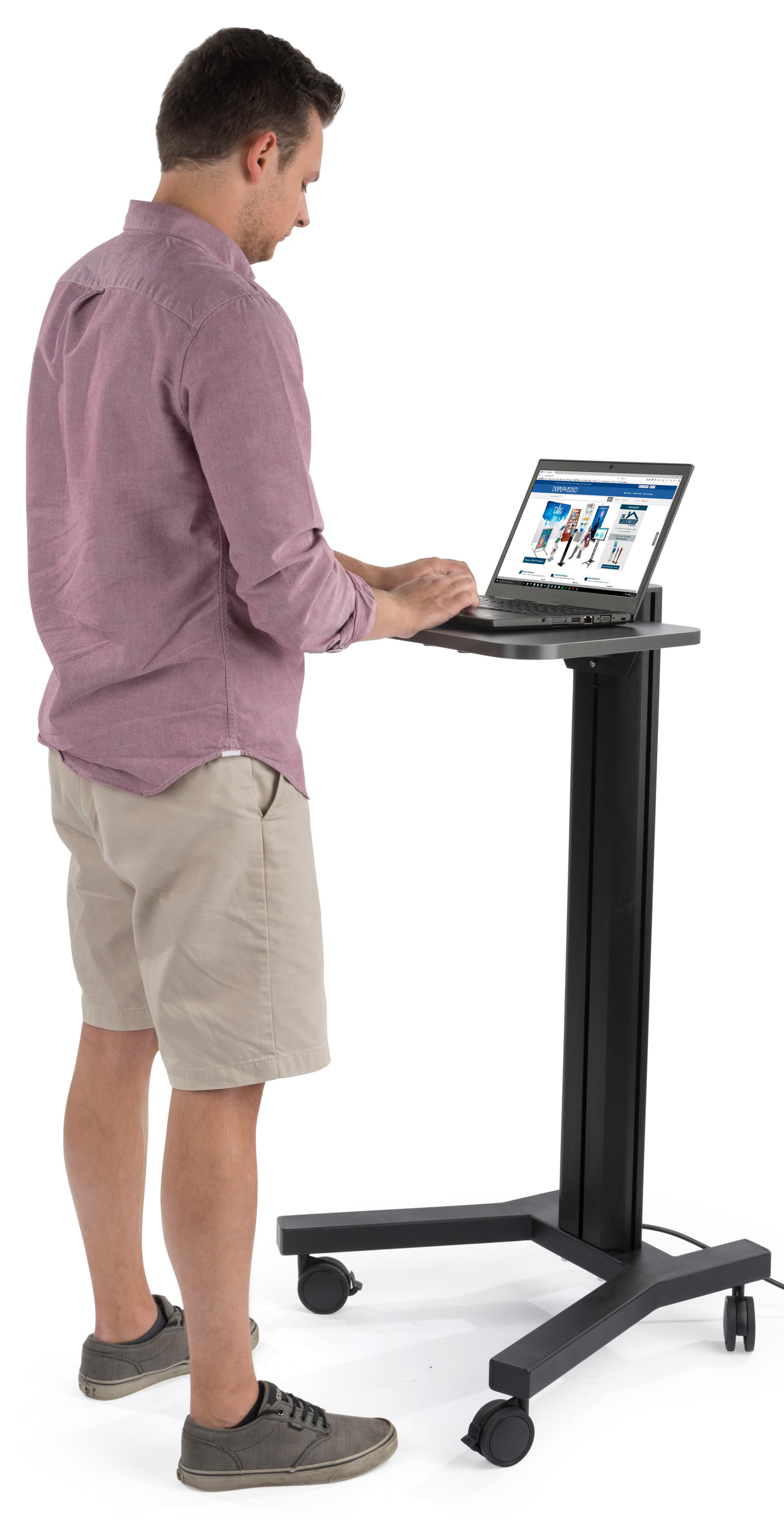 Standing Mobile Laptop Cart for Offices