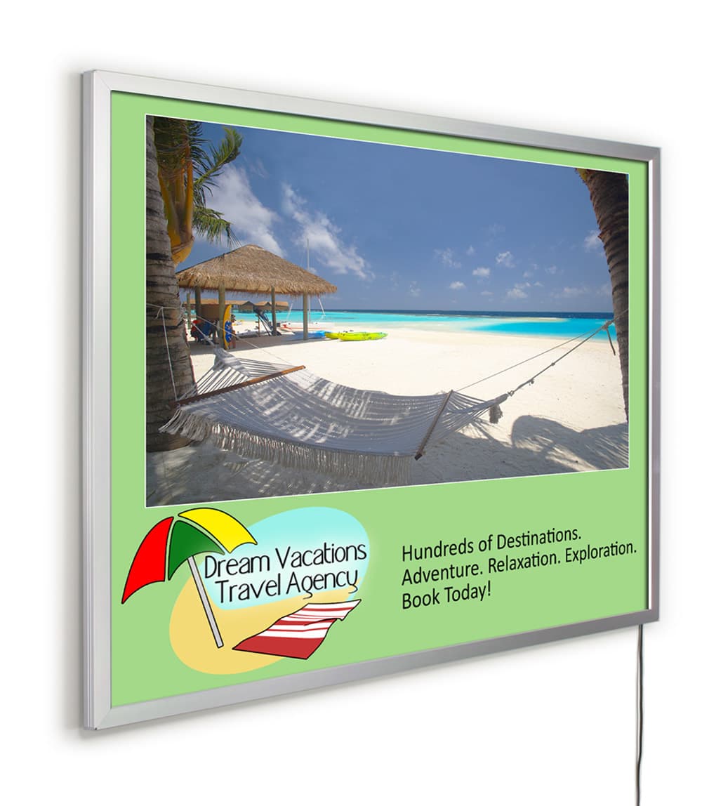LED Light Box Panel | 18 x 24 Silver Snap Open Frame | Displays2Go