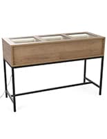 Glass top retail console table with modern design