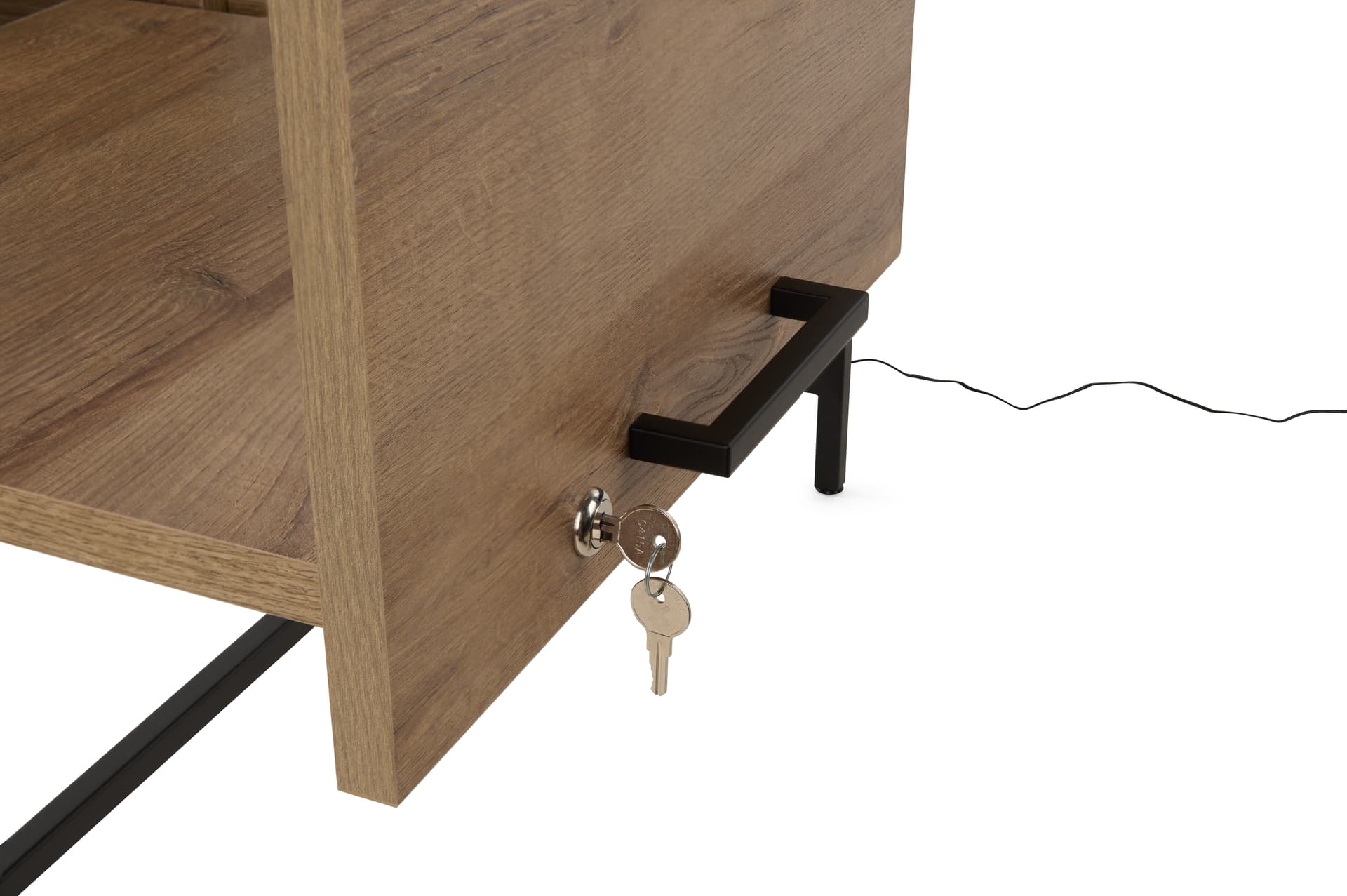 Glass top retail console table with locking display areas
