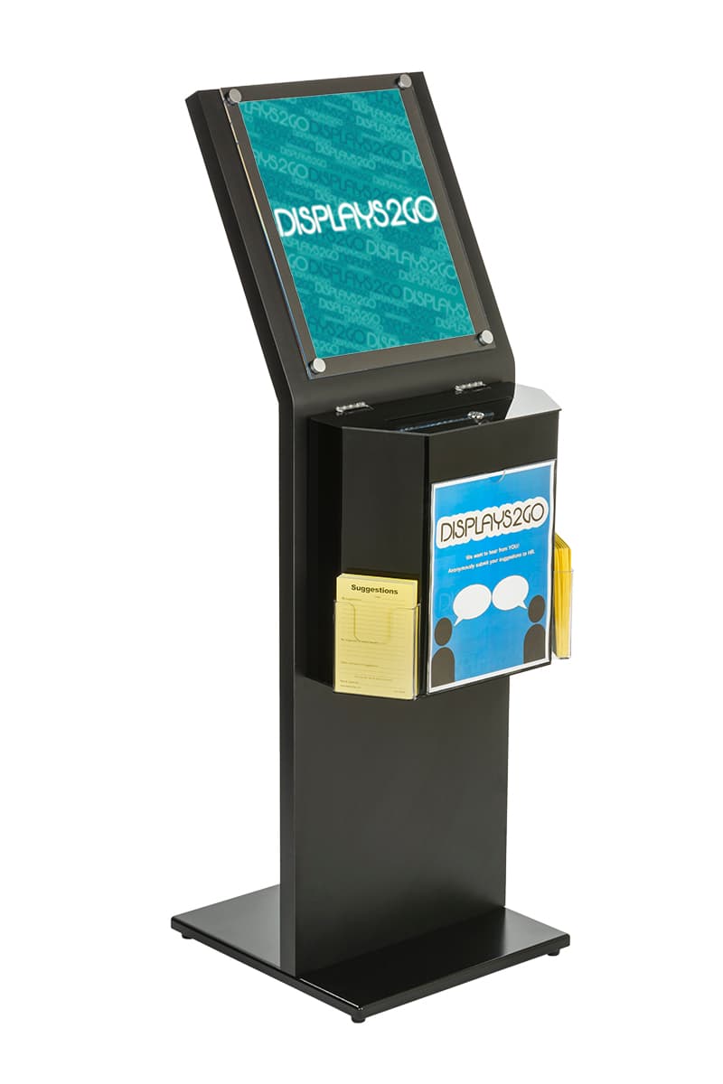 Black Sign Stand with Charity Box for 11" x 14" Graphics