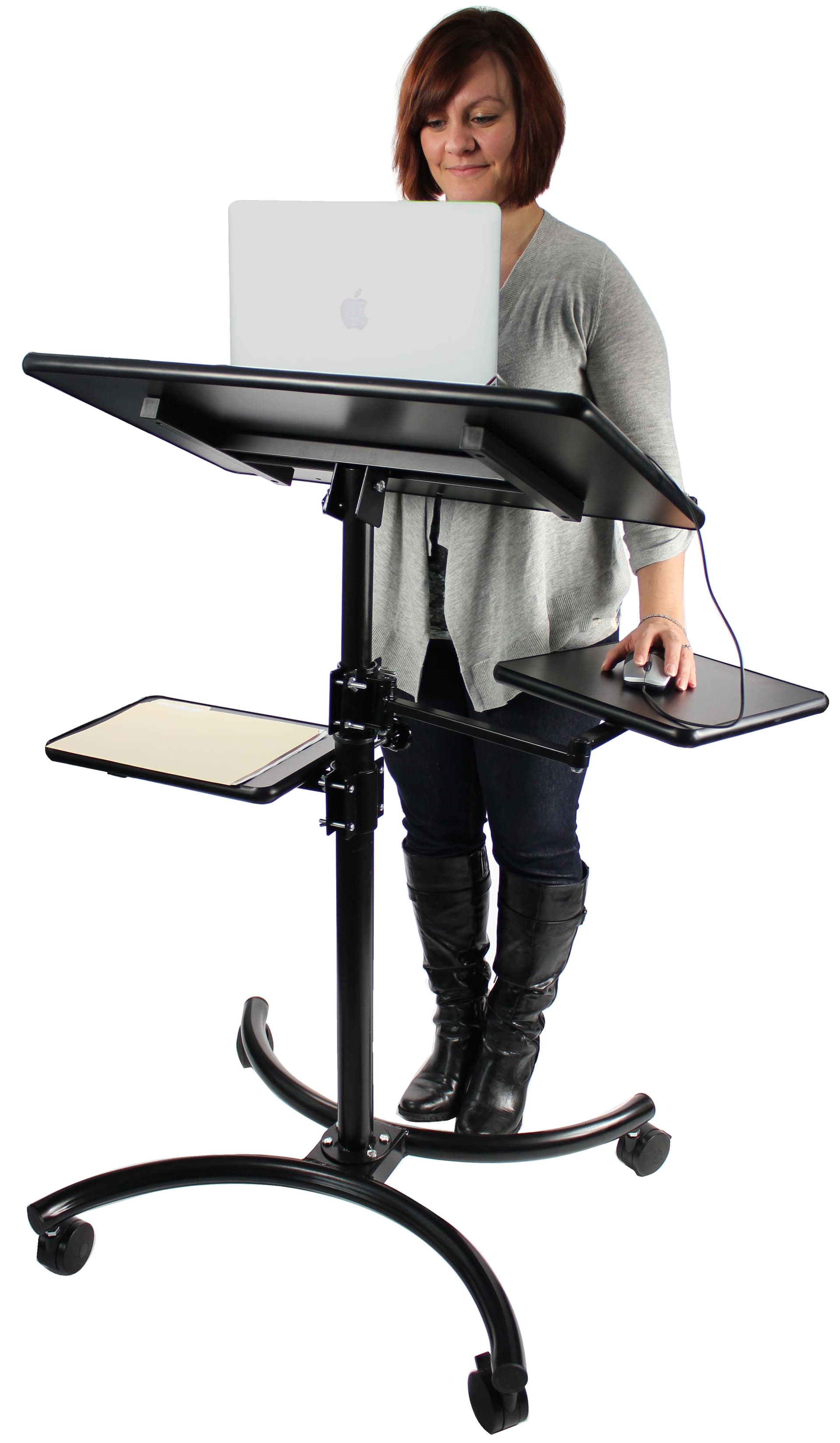 Black Notebook Laptop Stand | 2 Side Shelves & 28