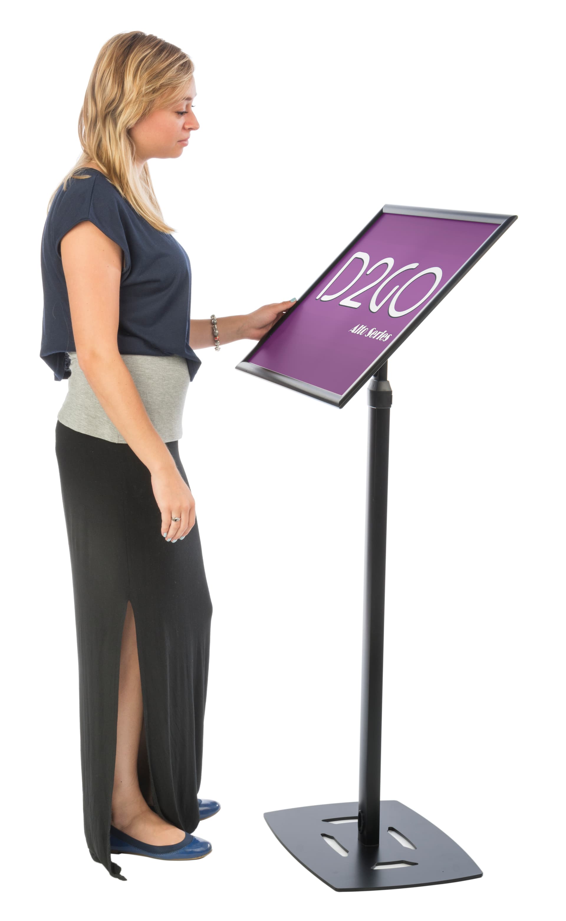 Black 18 x 24 Poster Frame Pedestal Brings Attention to Branding