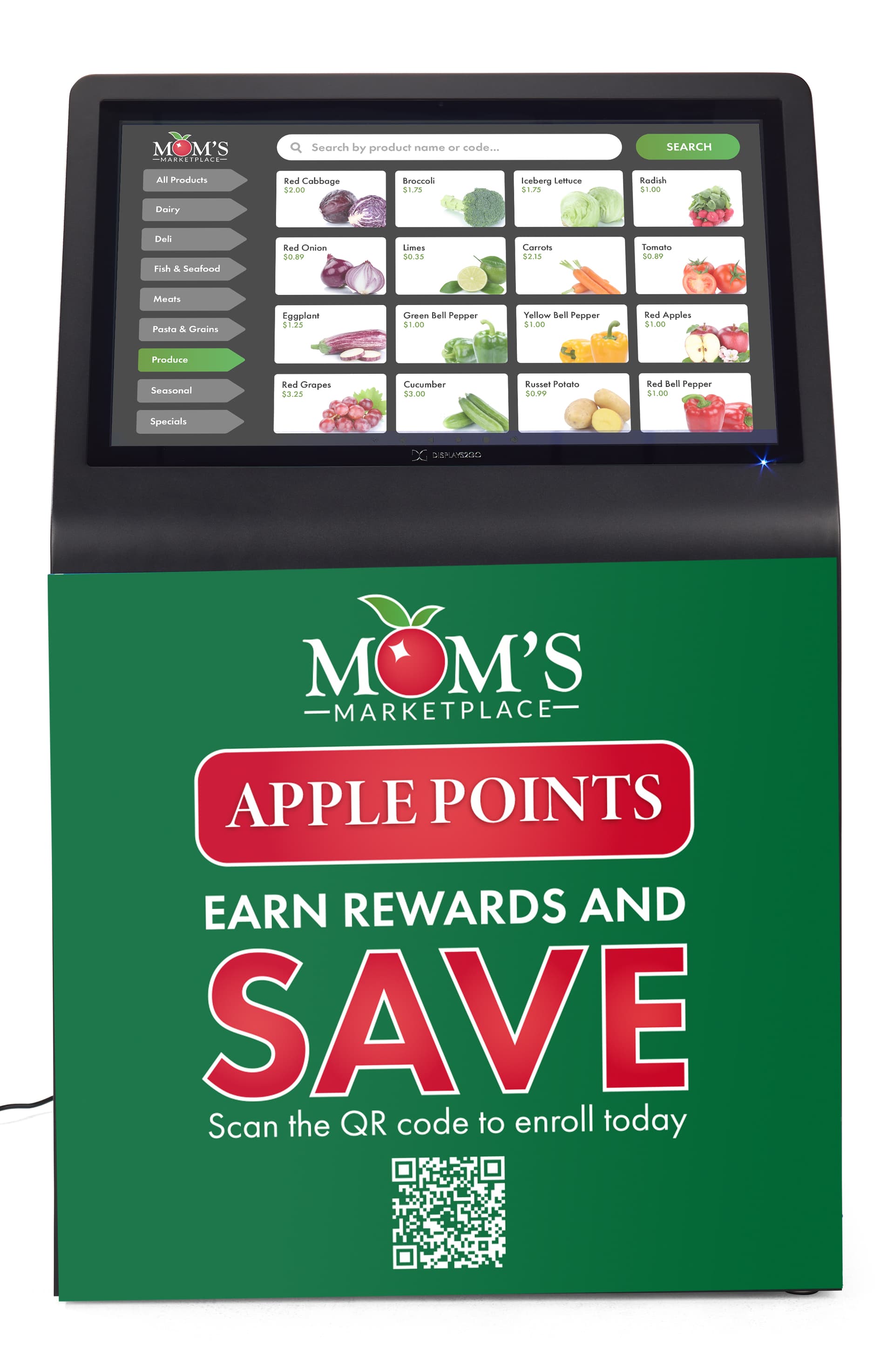 Magnetic Graphic for DK032CL_Kiosk being showcased on the front of the 32 inch touch screen kiosk with camera
