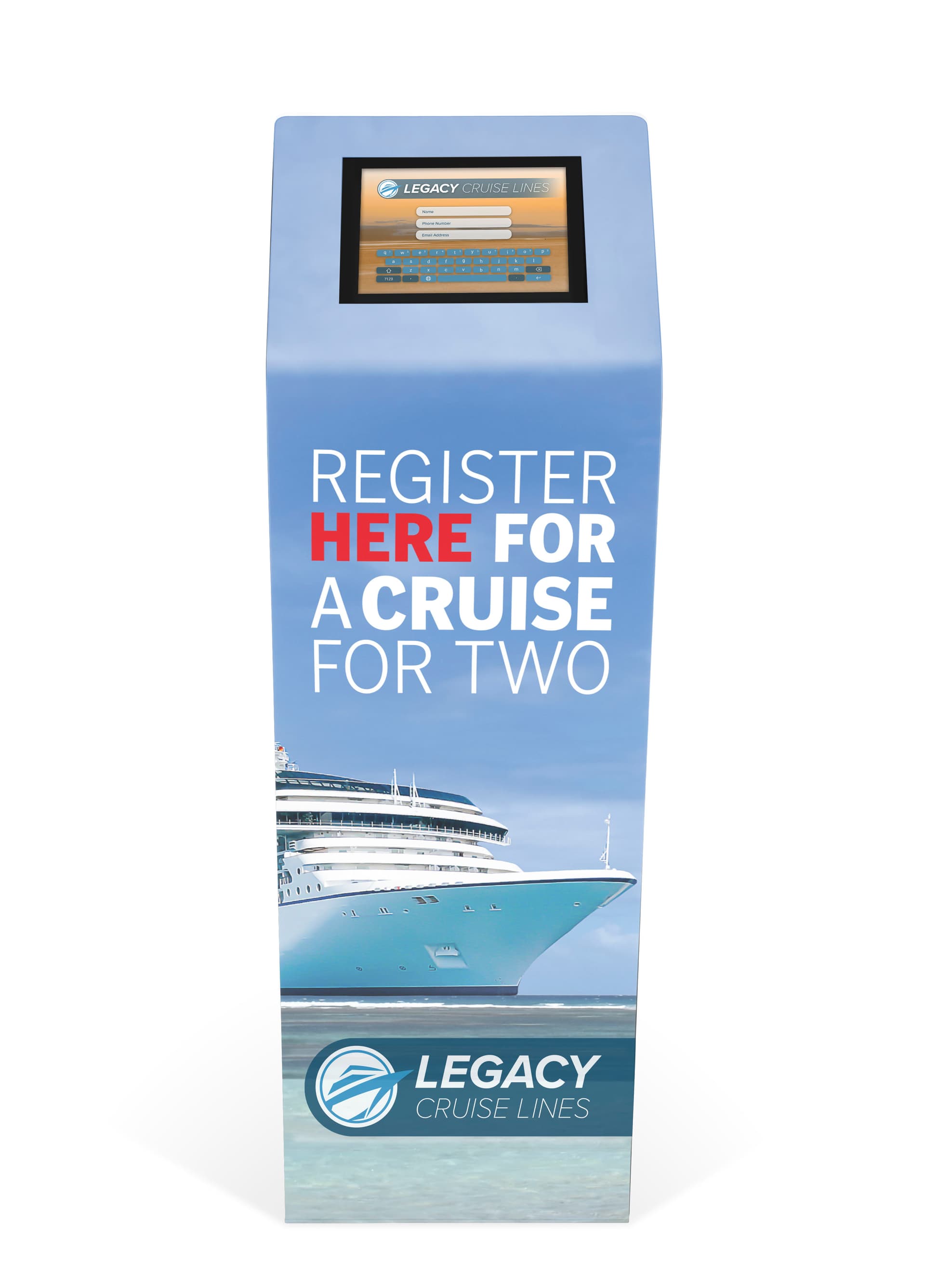 Custom display kiosk graphics for 12.9 IPGRAND Series tablet stands printed edge-to-edge
