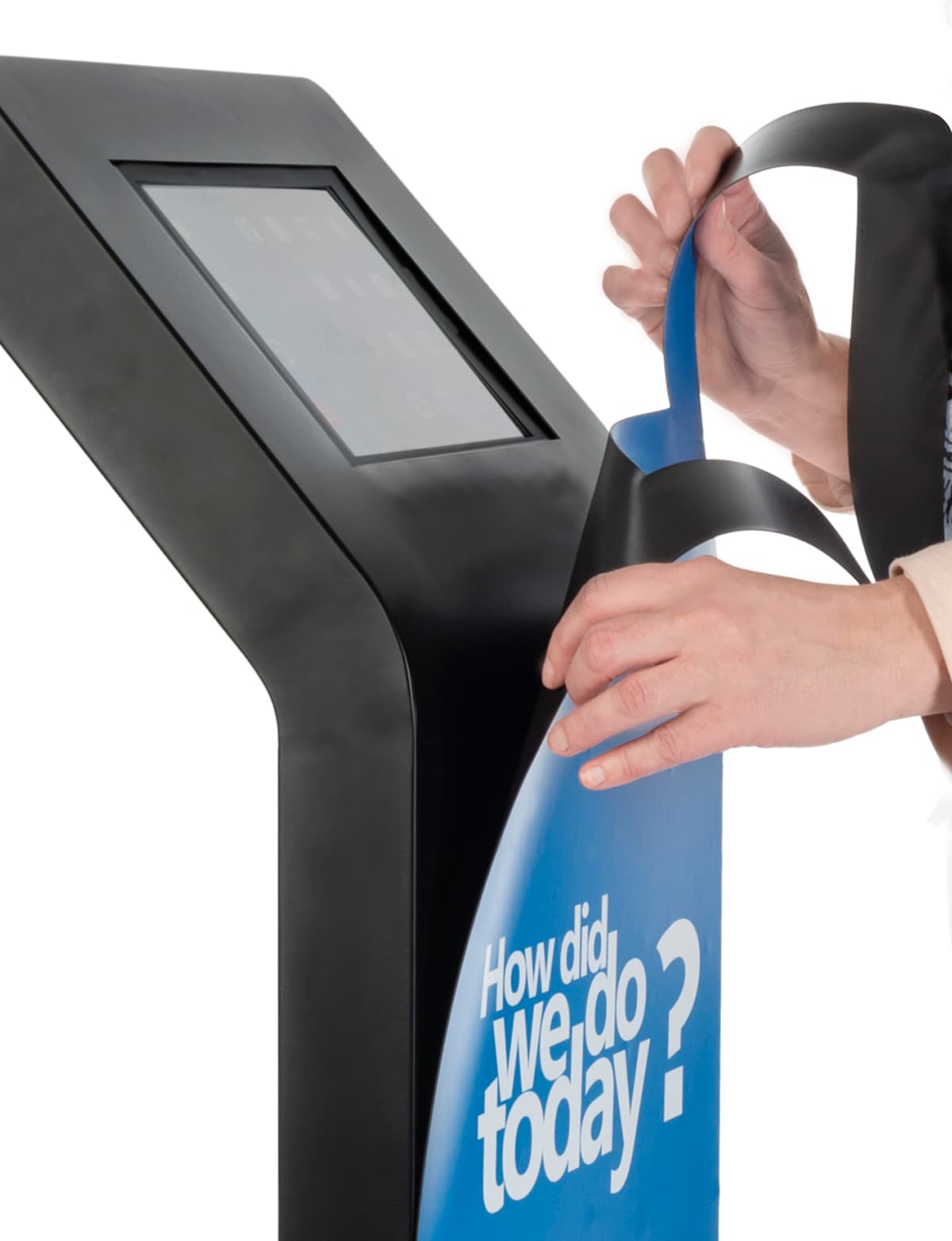 Easy to apply custom display kiosk graphics for 12.9 IPGRAND Series tablet stands